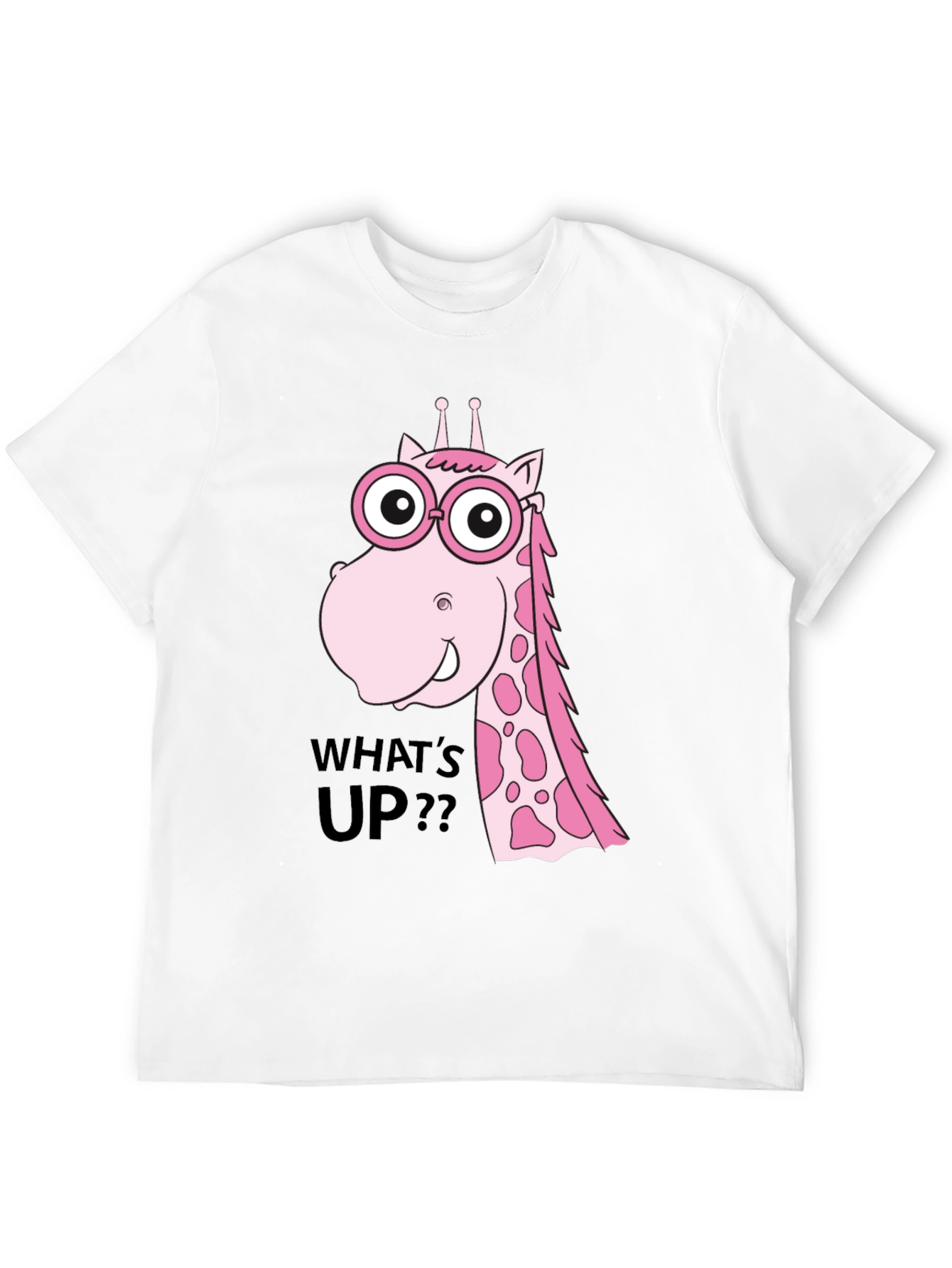 Funny Giraffe T-Shirt - Whats Up? Black Tee