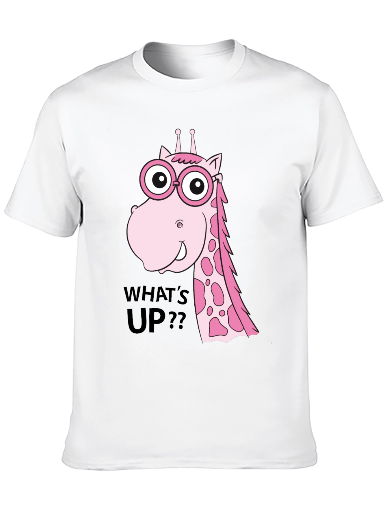 Funny Giraffe T-Shirt - Whats Up? Black Tee