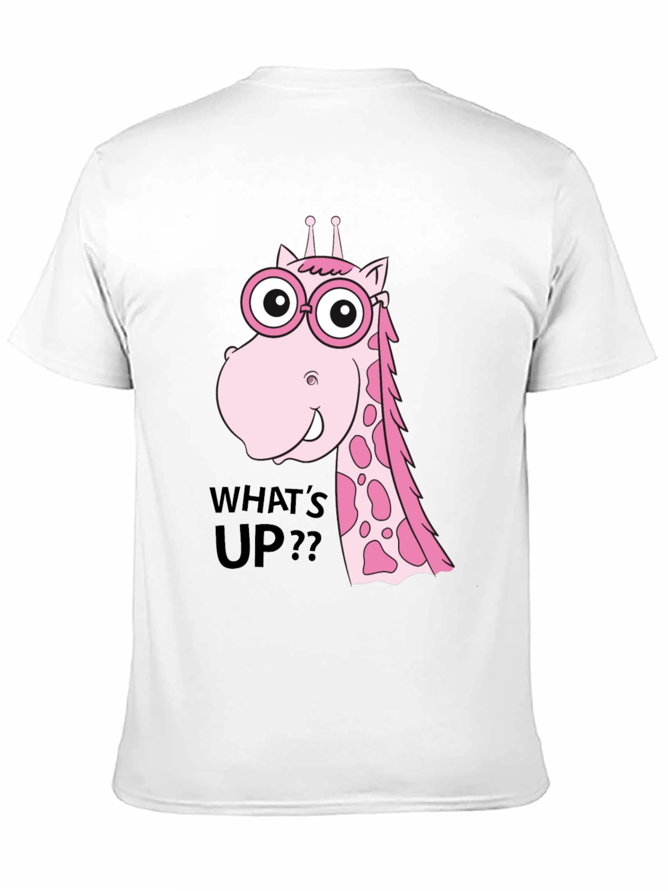 Funny Giraffe T-Shirt - Whats Up? Black Tee