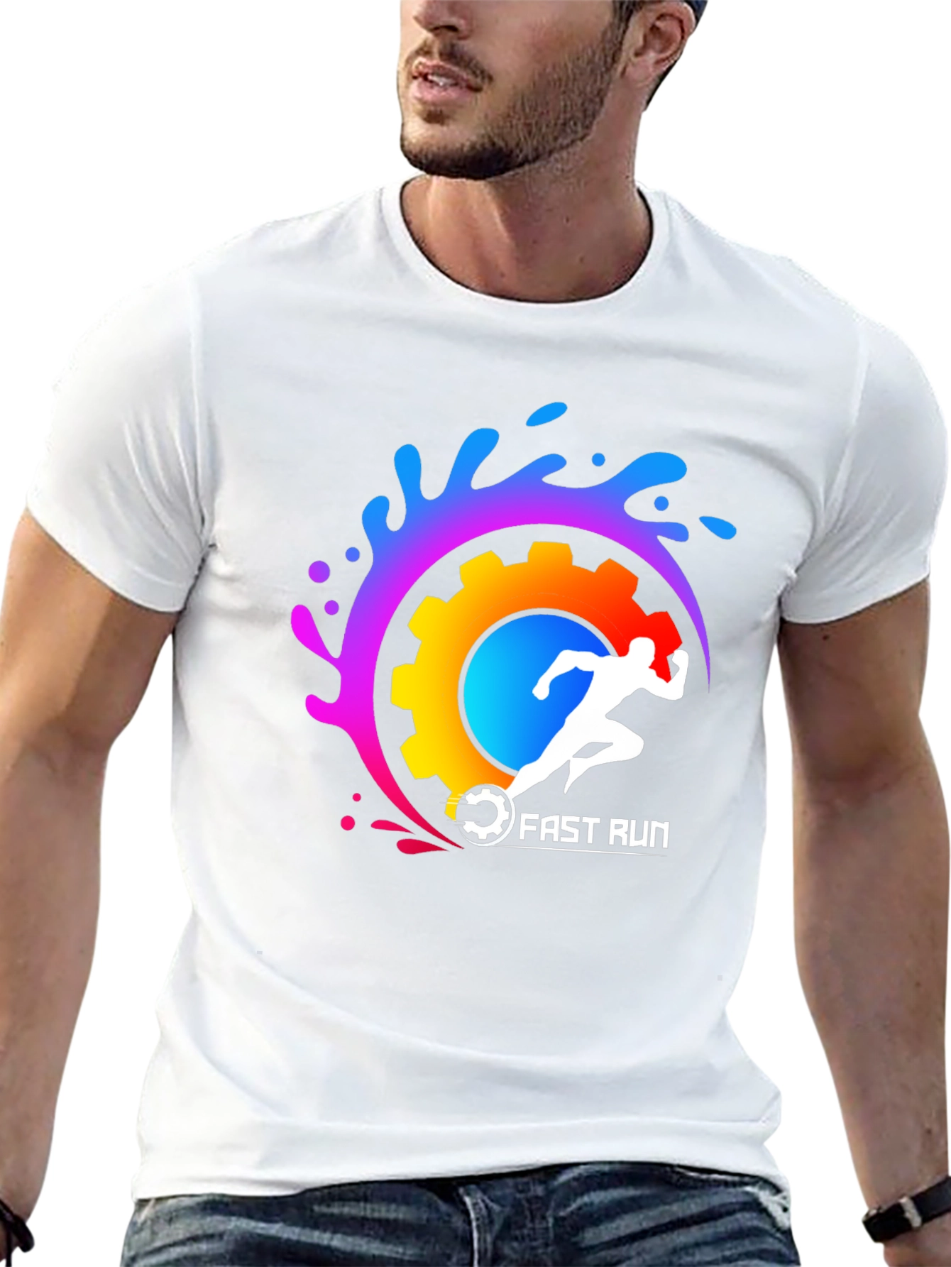 Fast Run Graphic Tee - Black Cotton Blend Shirt