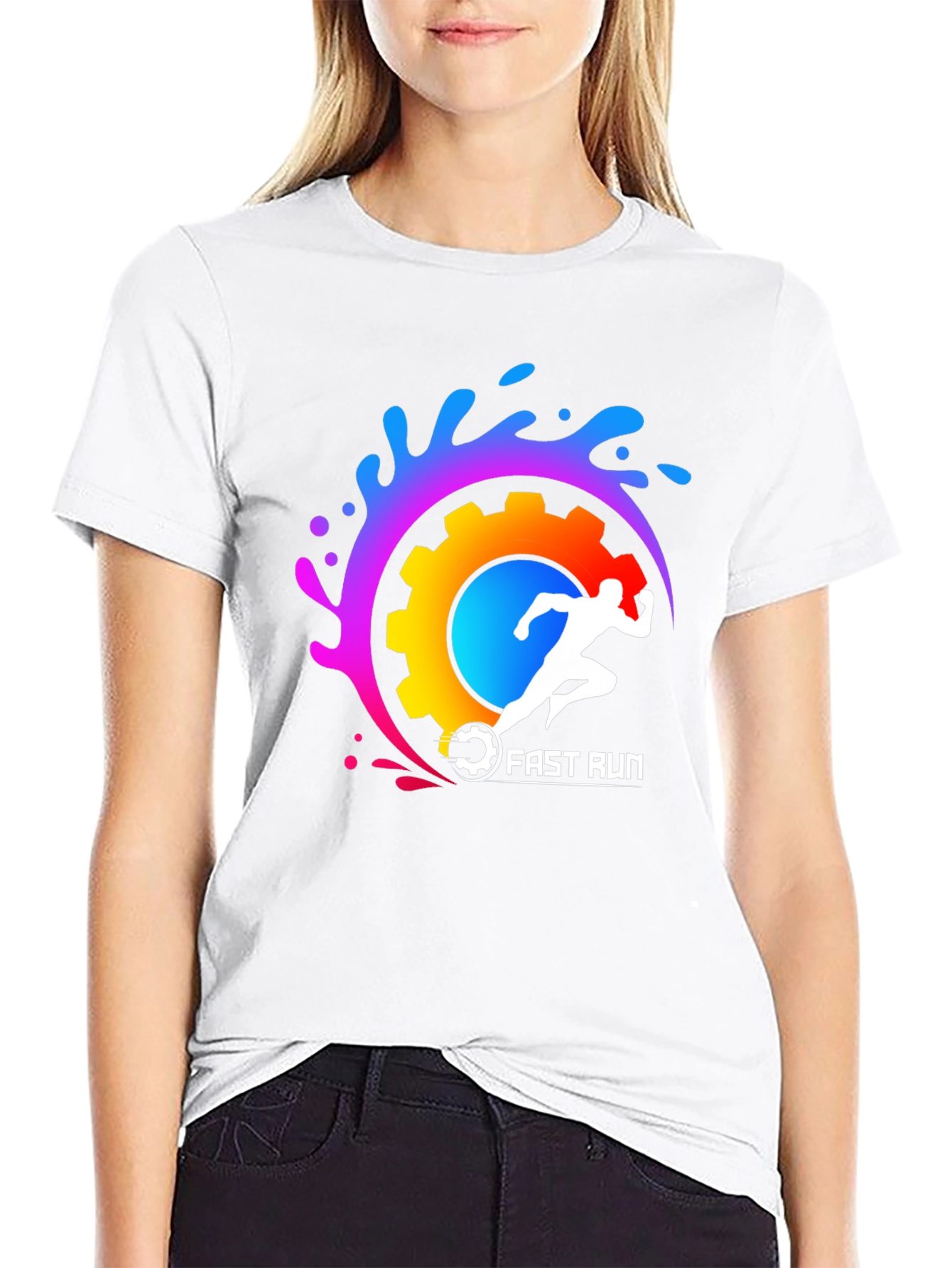 Fast Run Graphic Tee - Black Cotton Blend Shirt