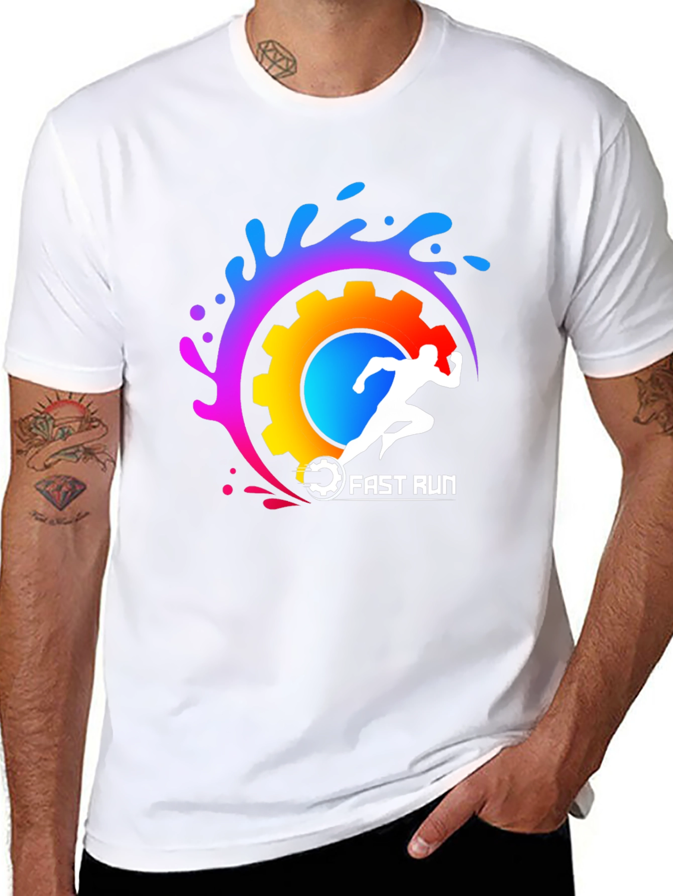 Fast Run Graphic Tee - Black Cotton Blend Shirt