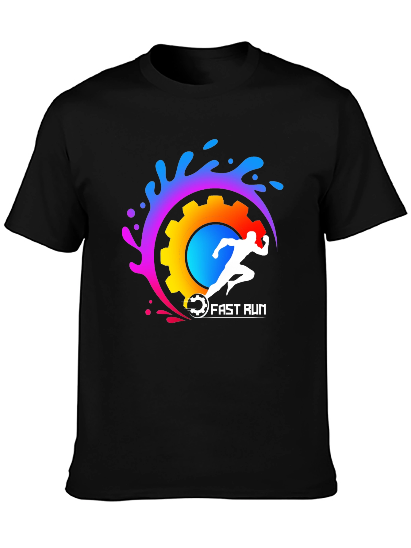 Fast Run Graphic Tee - Black Cotton Blend Shirt