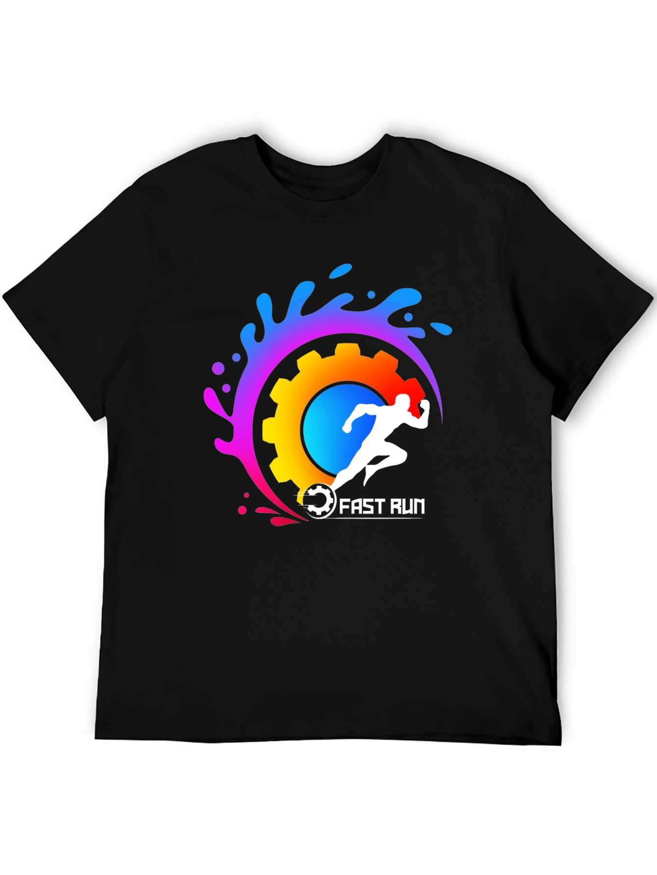 Fast Run Graphic Tee - Black Cotton Blend Shirt