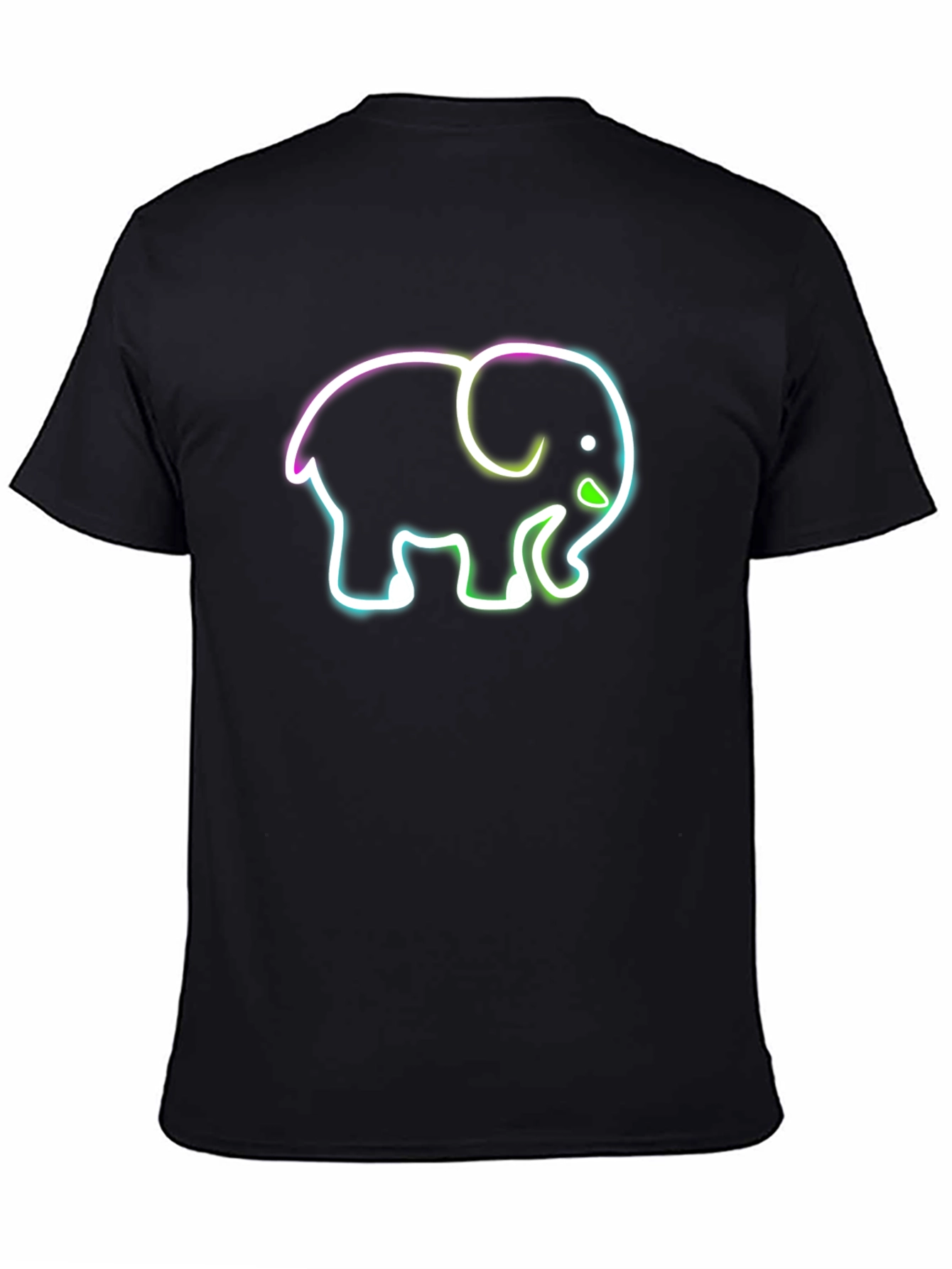 Neon Elephant Graphic Black T-Shirt