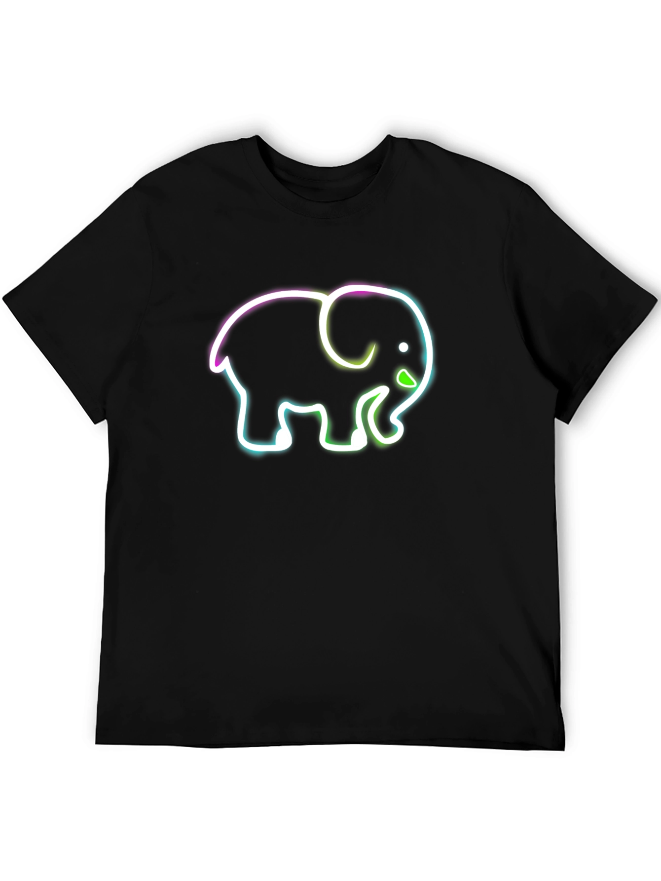 Neon Elephant Graphic Black T-Shirt