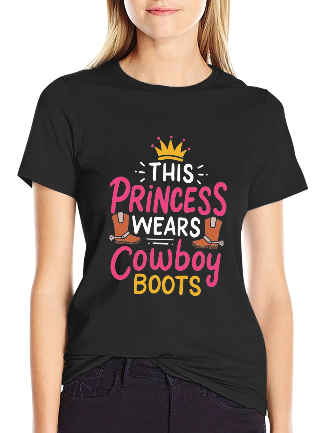 Princess Cowboy Boots Graphic Tee - Cute Country Style