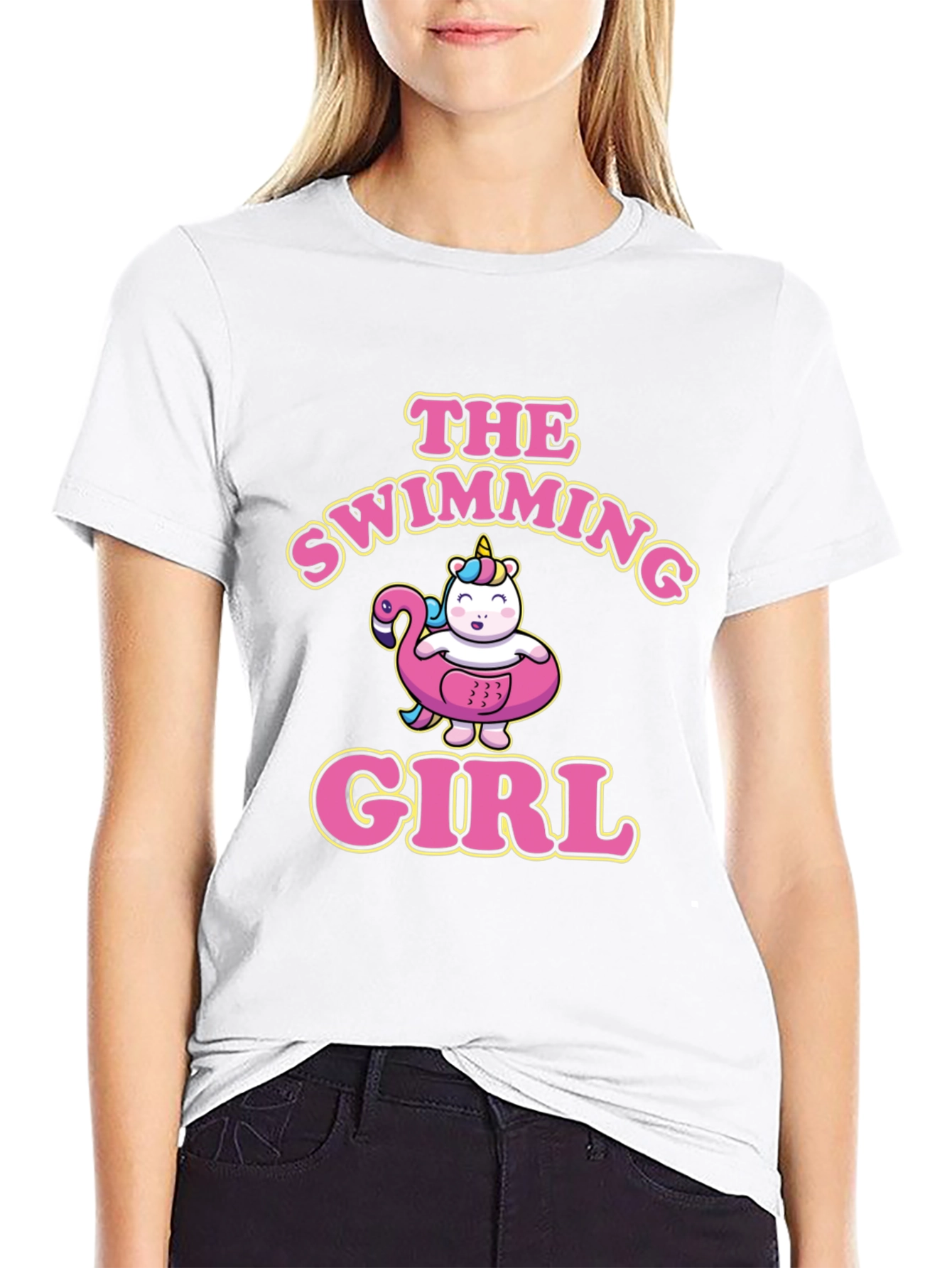 The Swimming Girl Black T-Shirt
