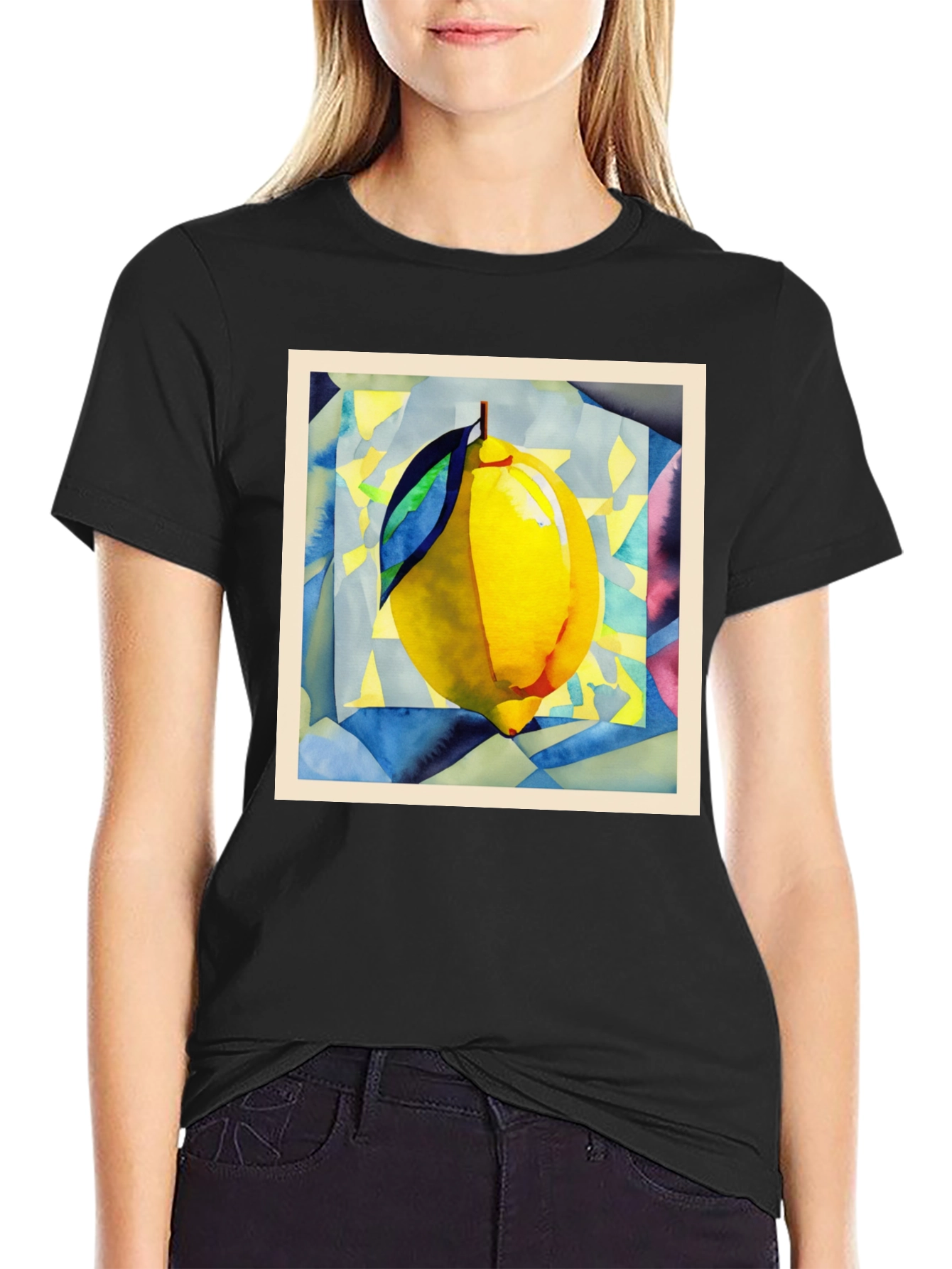 Abstract Lemon Graphic Tee - Modern Art Shirt