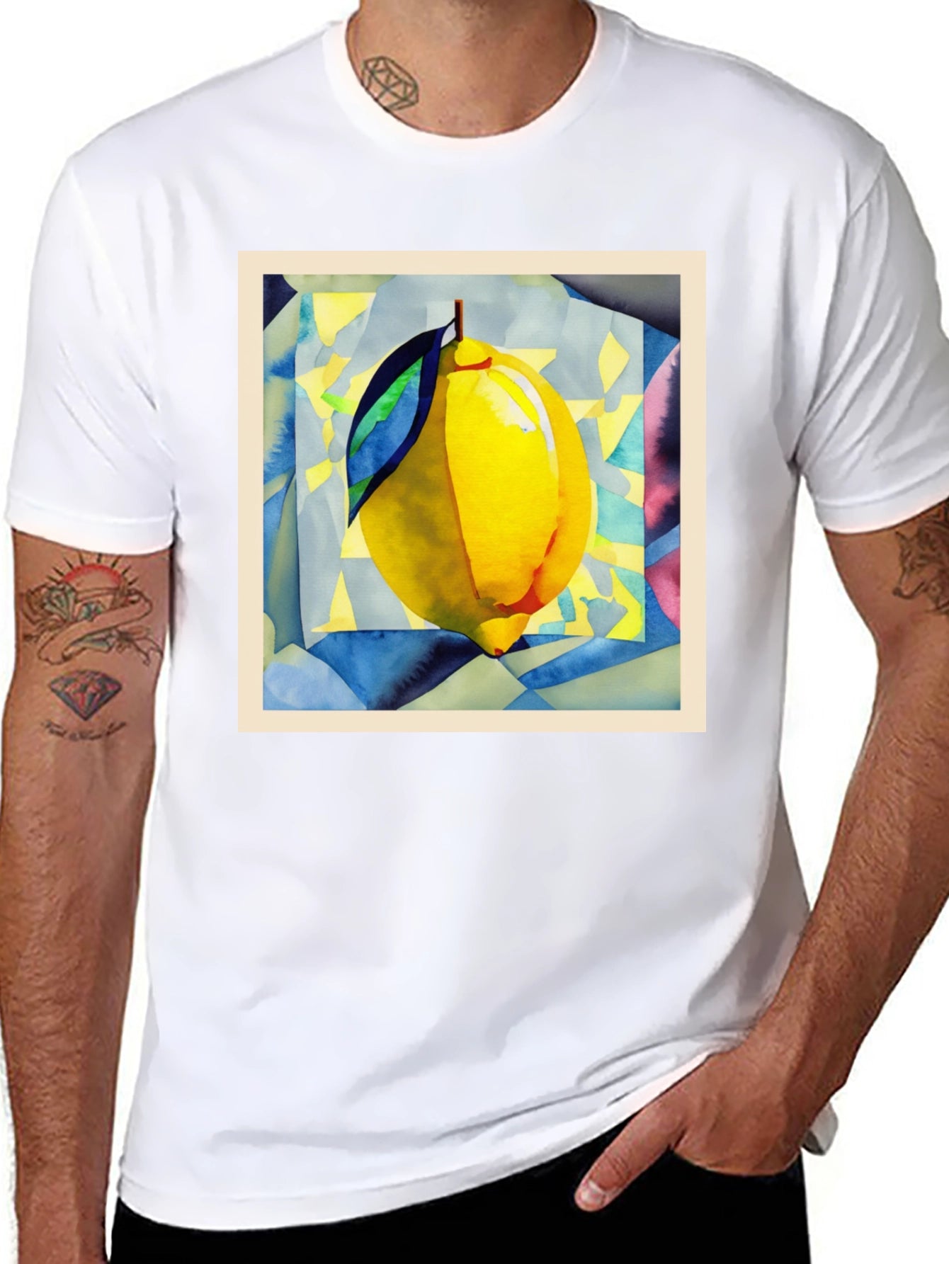 Abstract Lemon Graphic Tee - Modern Art Shirt