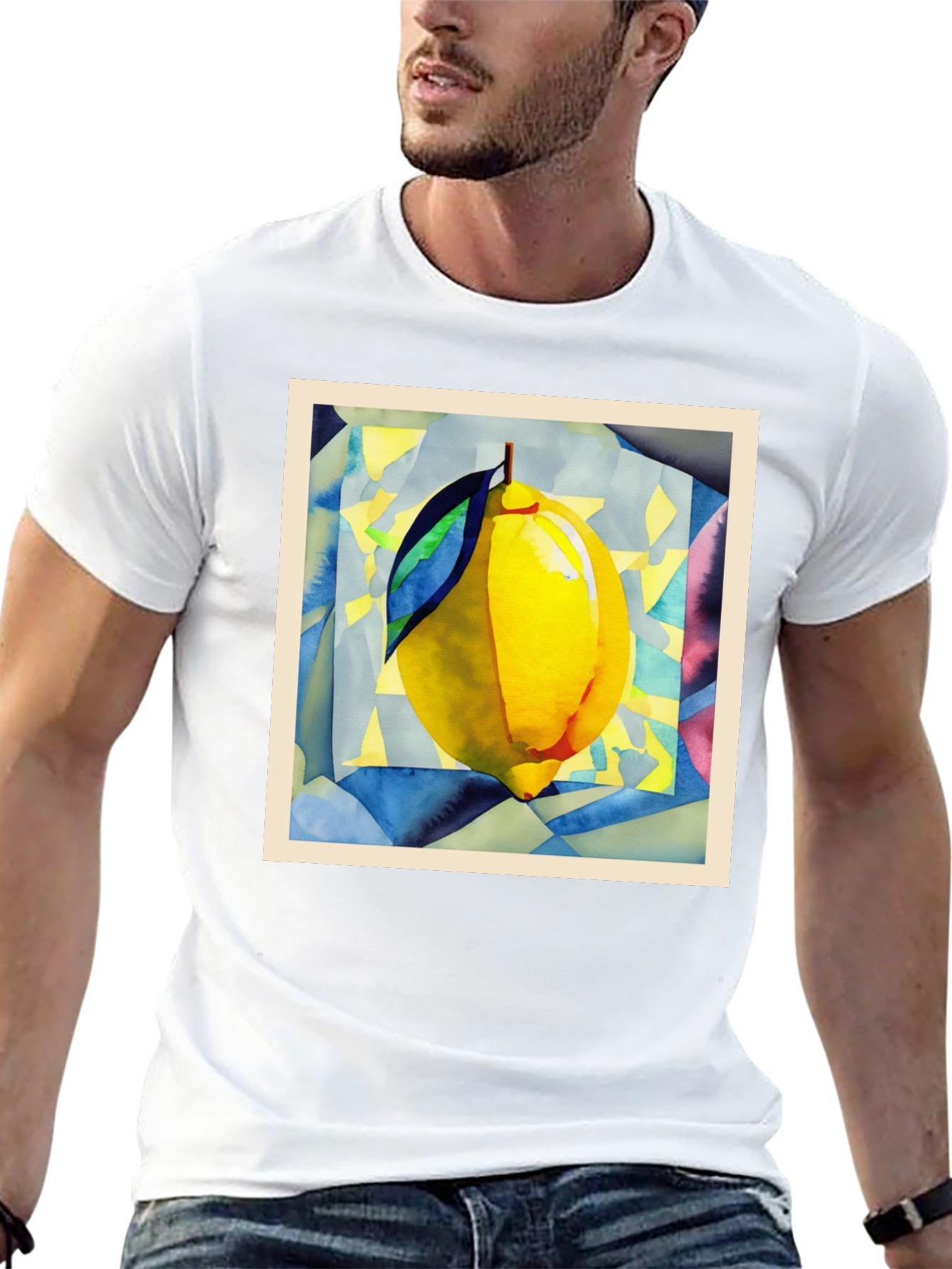 Abstract Lemon Graphic Tee - Modern Art Shirt