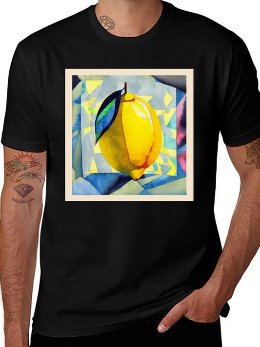 Abstract Lemon Graphic Tee - Modern Art Shirt