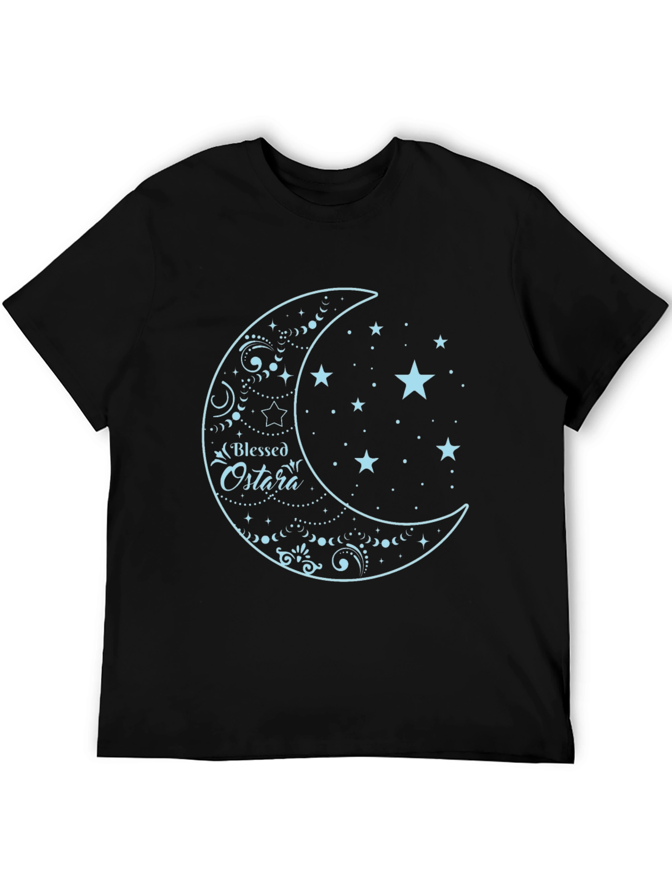 Blessed Ostara Moon & Stars Graphic Tee - Black