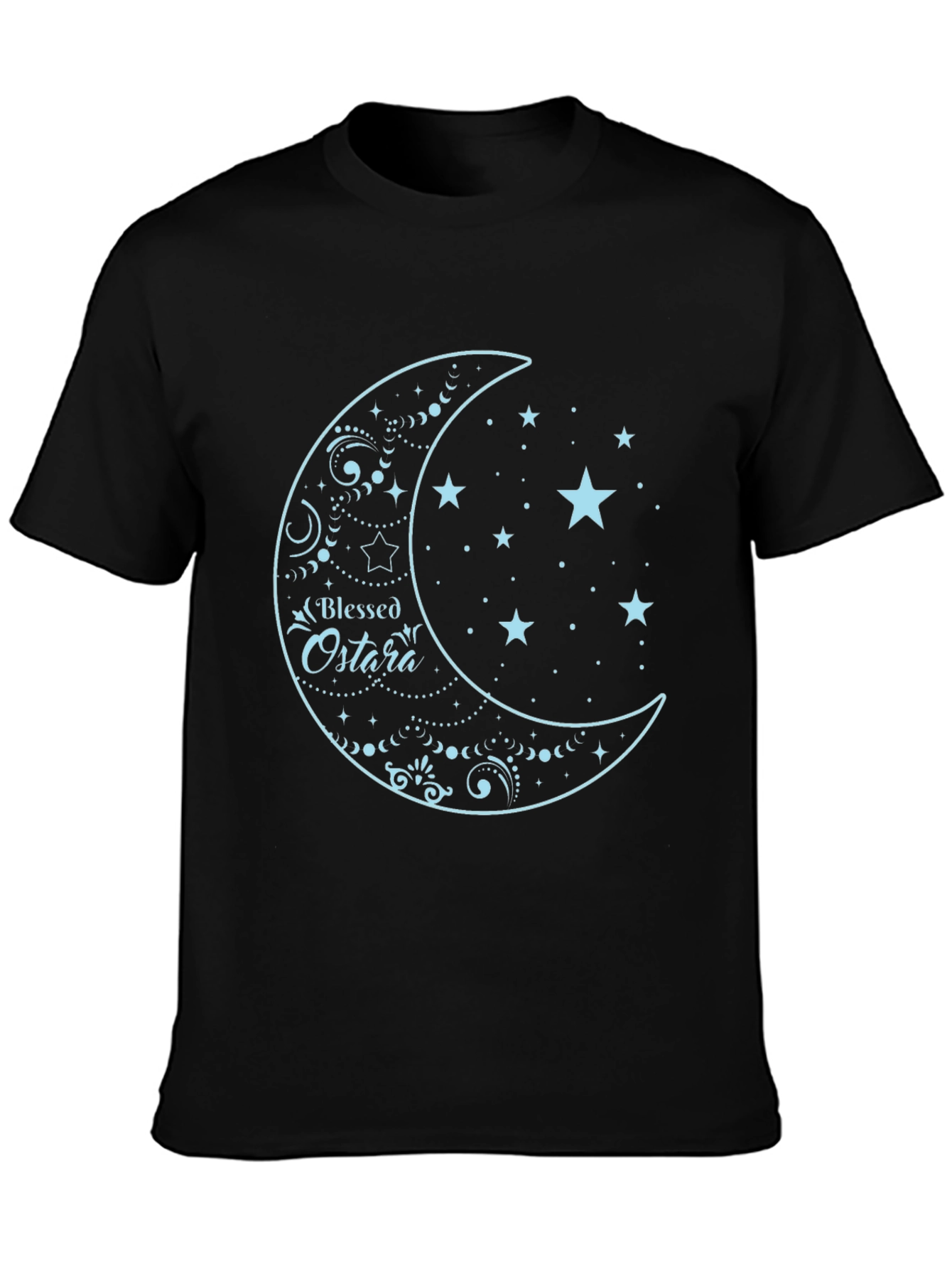 Blessed Ostara Moon & Stars Graphic Tee - Black