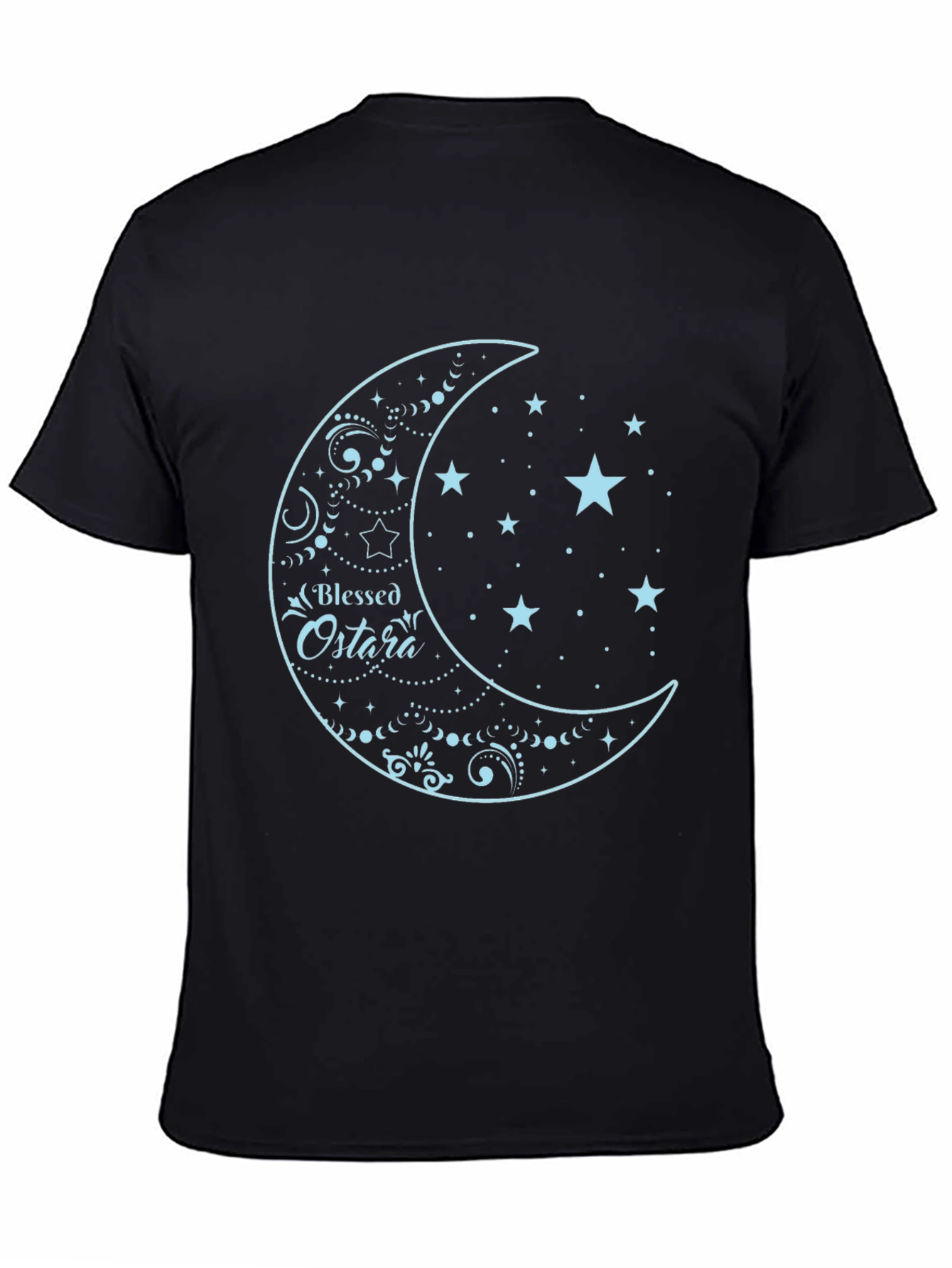 Blessed Ostara Moon & Stars Graphic Tee - Black