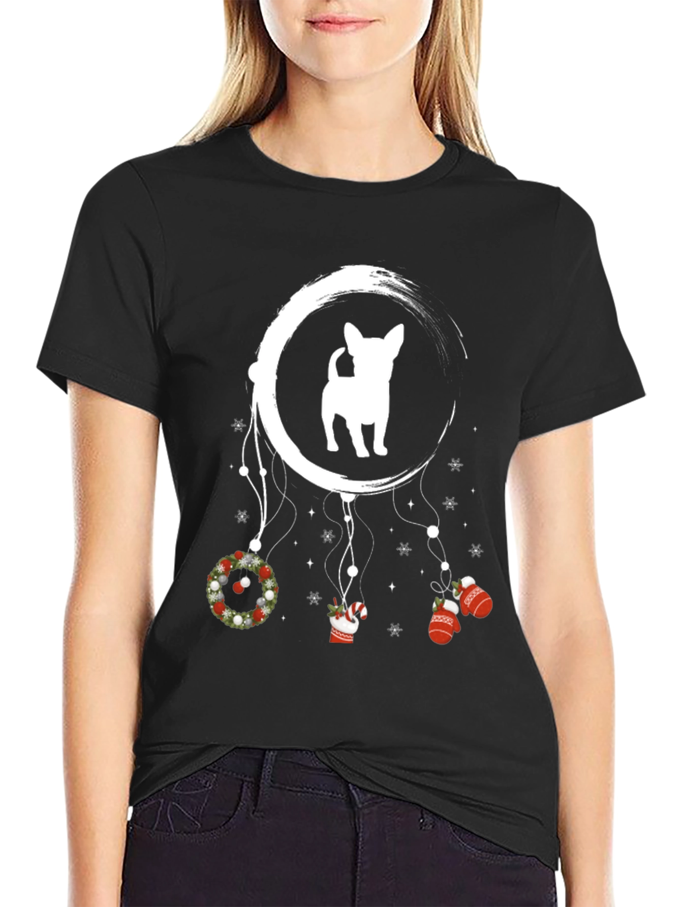 Festive Dog Dreamcatcher Graphic Tee
