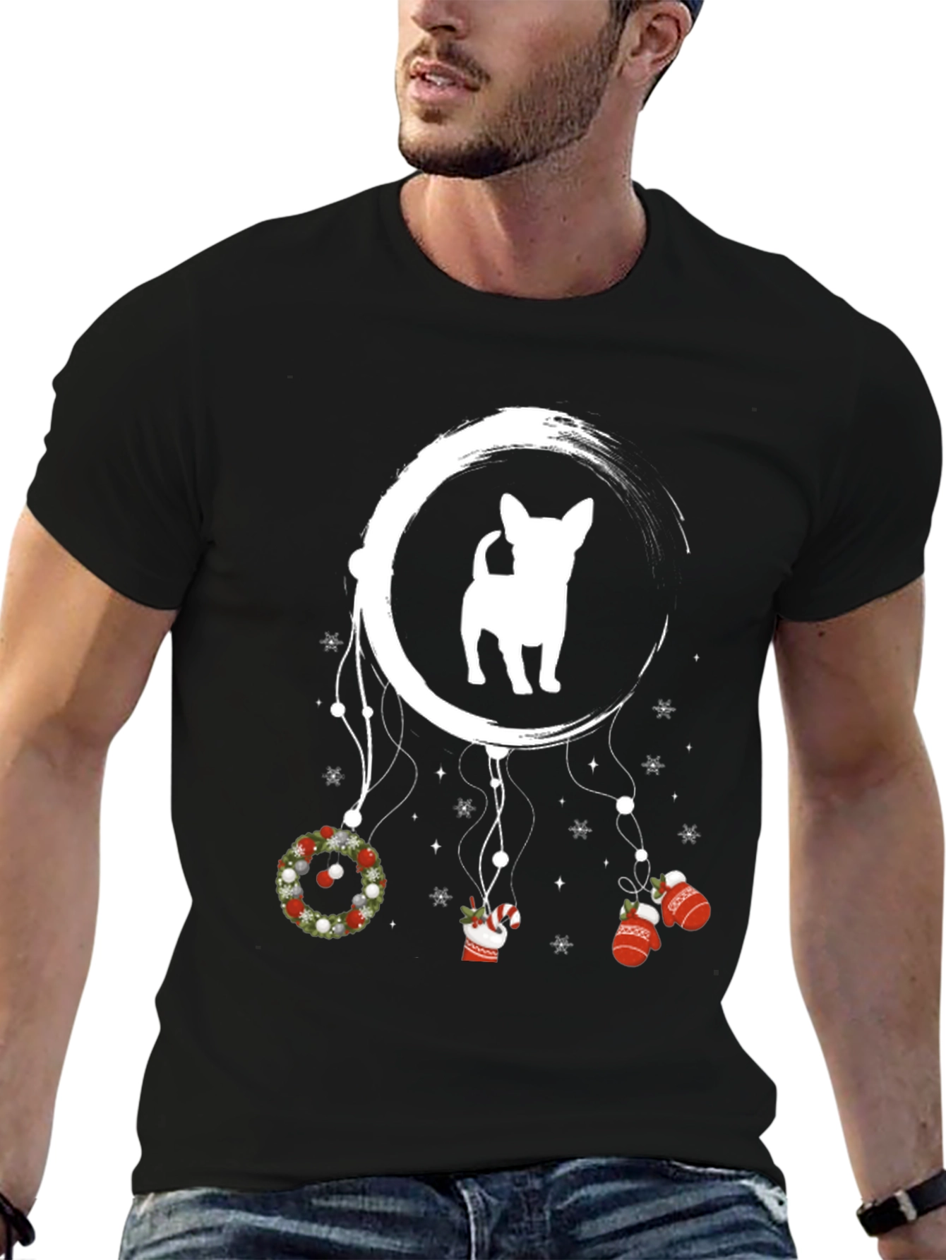 Festive Dog Dreamcatcher Graphic Tee