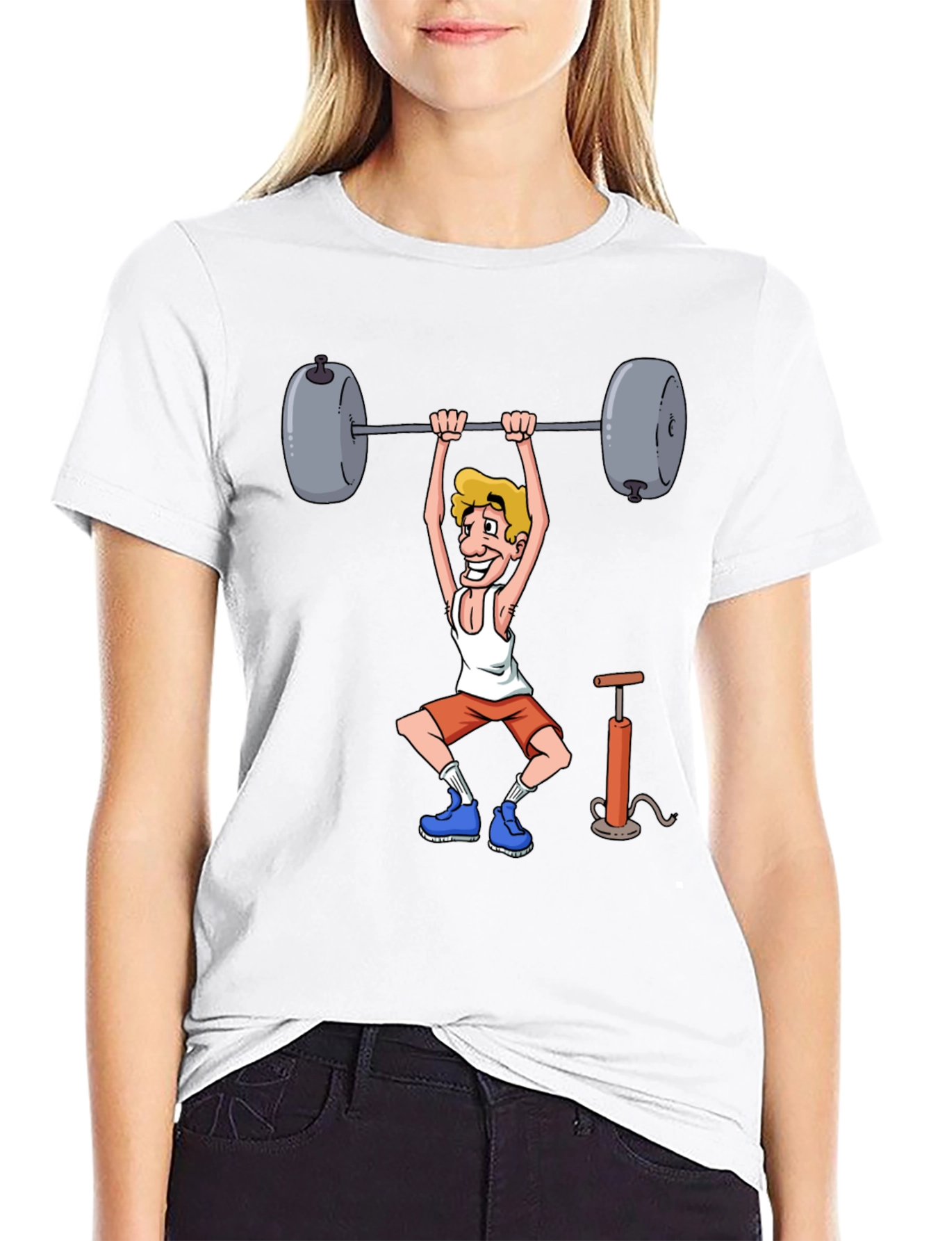 Weightlifter Cartoon Graphic T-Shirt