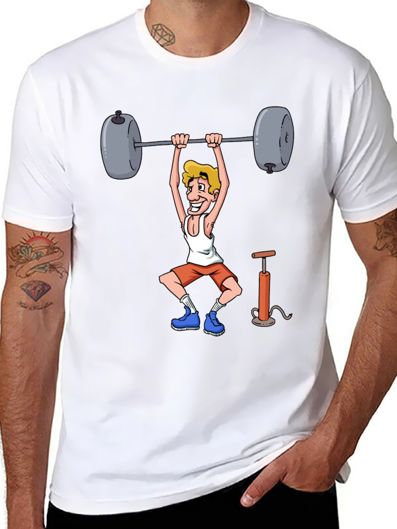 Weightlifter Cartoon Graphic T-Shirt
