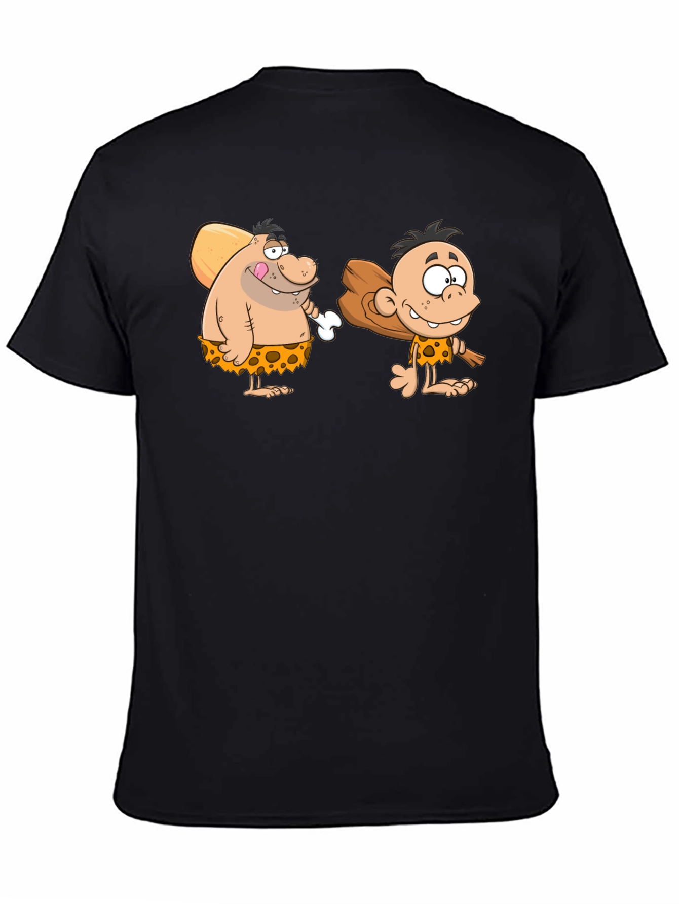 Cartoon Caveman Black T-Shirt