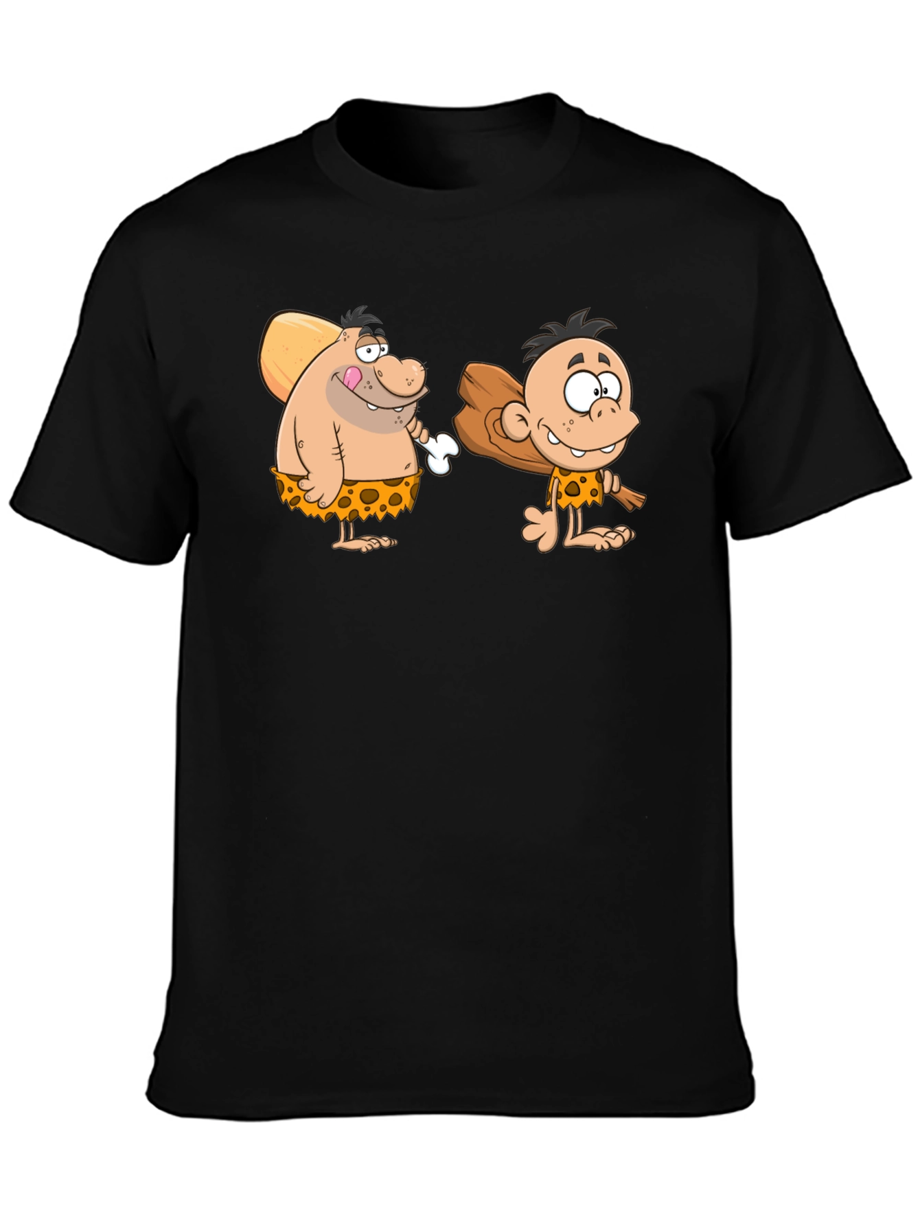Cartoon Caveman Black T-Shirt