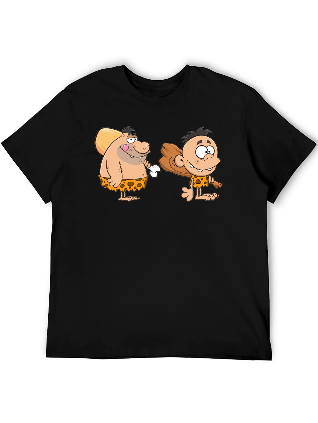 Cartoon Caveman Black T-Shirt