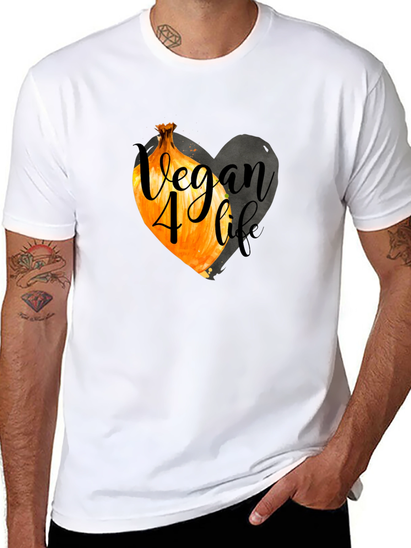 Vegan 4 Life Onion Heart Graphic Tee