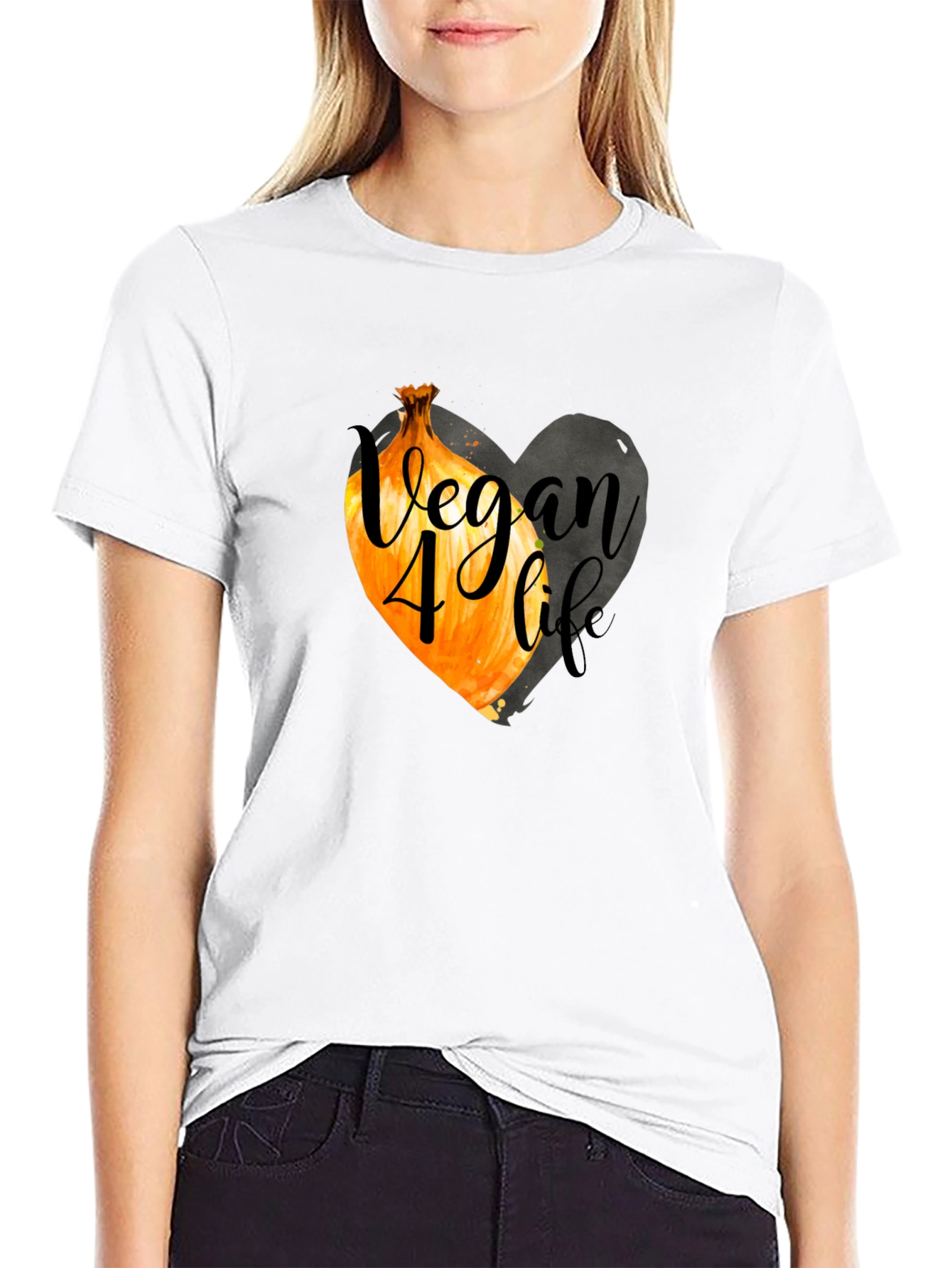 Vegan 4 Life Onion Heart Graphic Tee