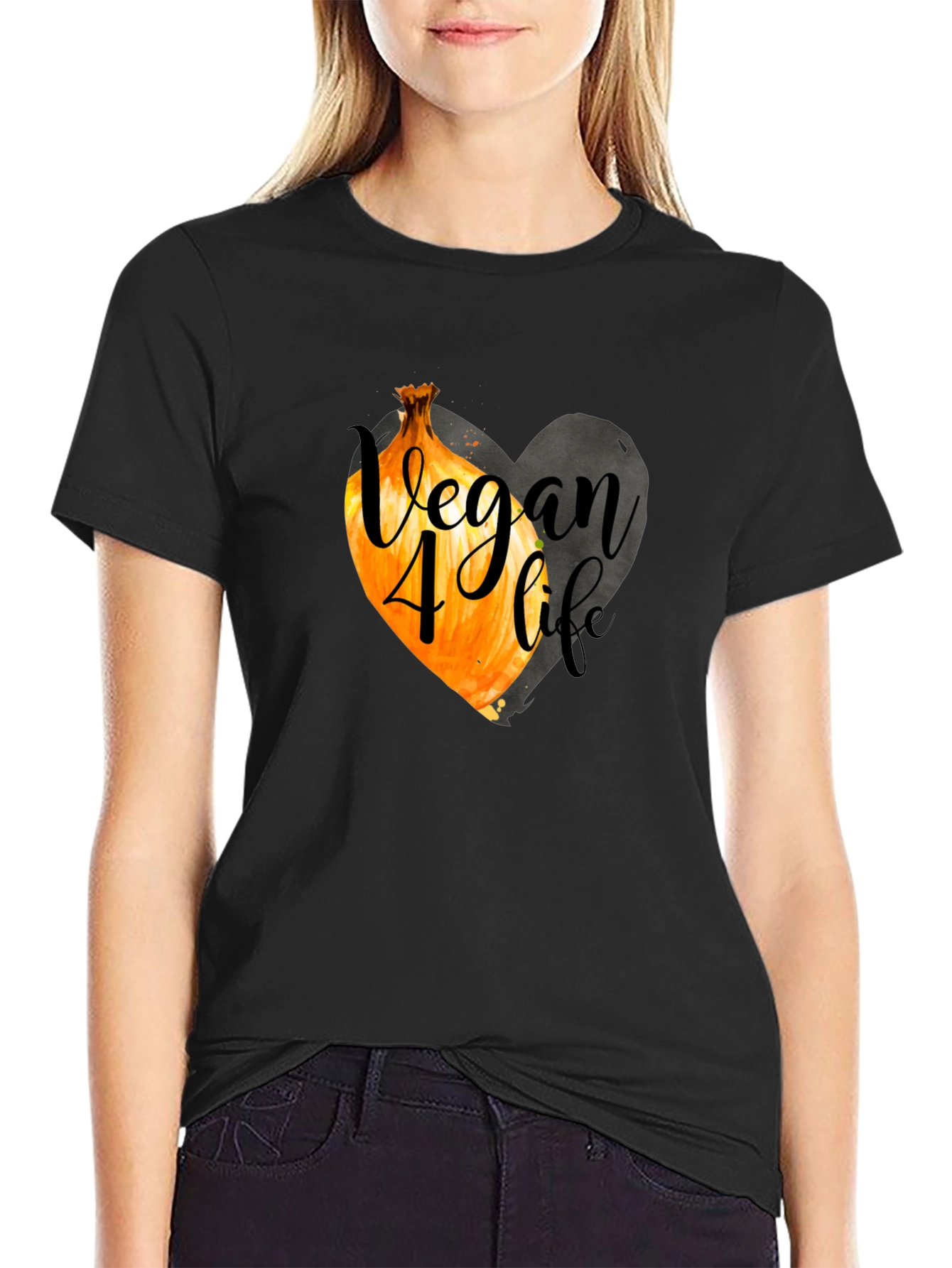 Vegan 4 Life Onion Heart Graphic Tee