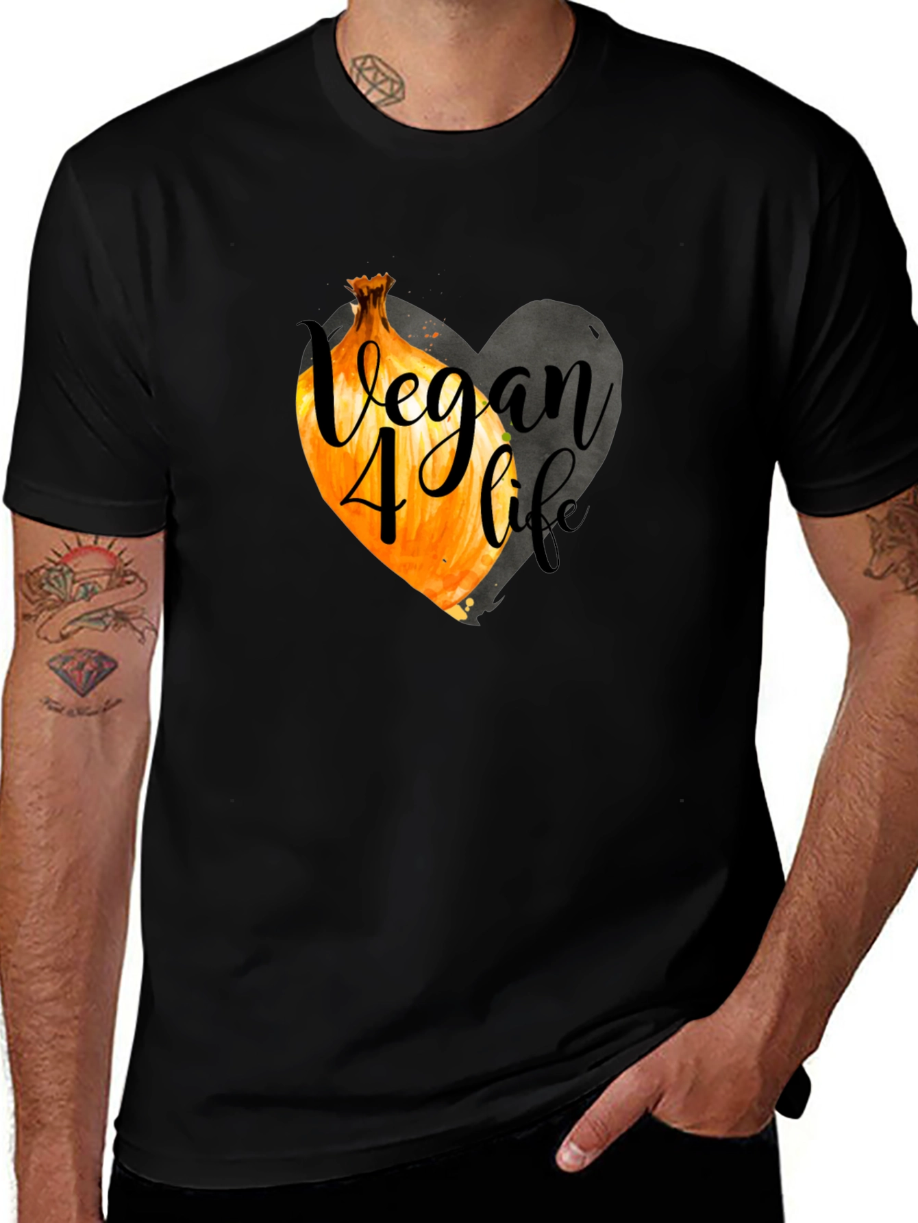 Vegan 4 Life Onion Heart Graphic Tee