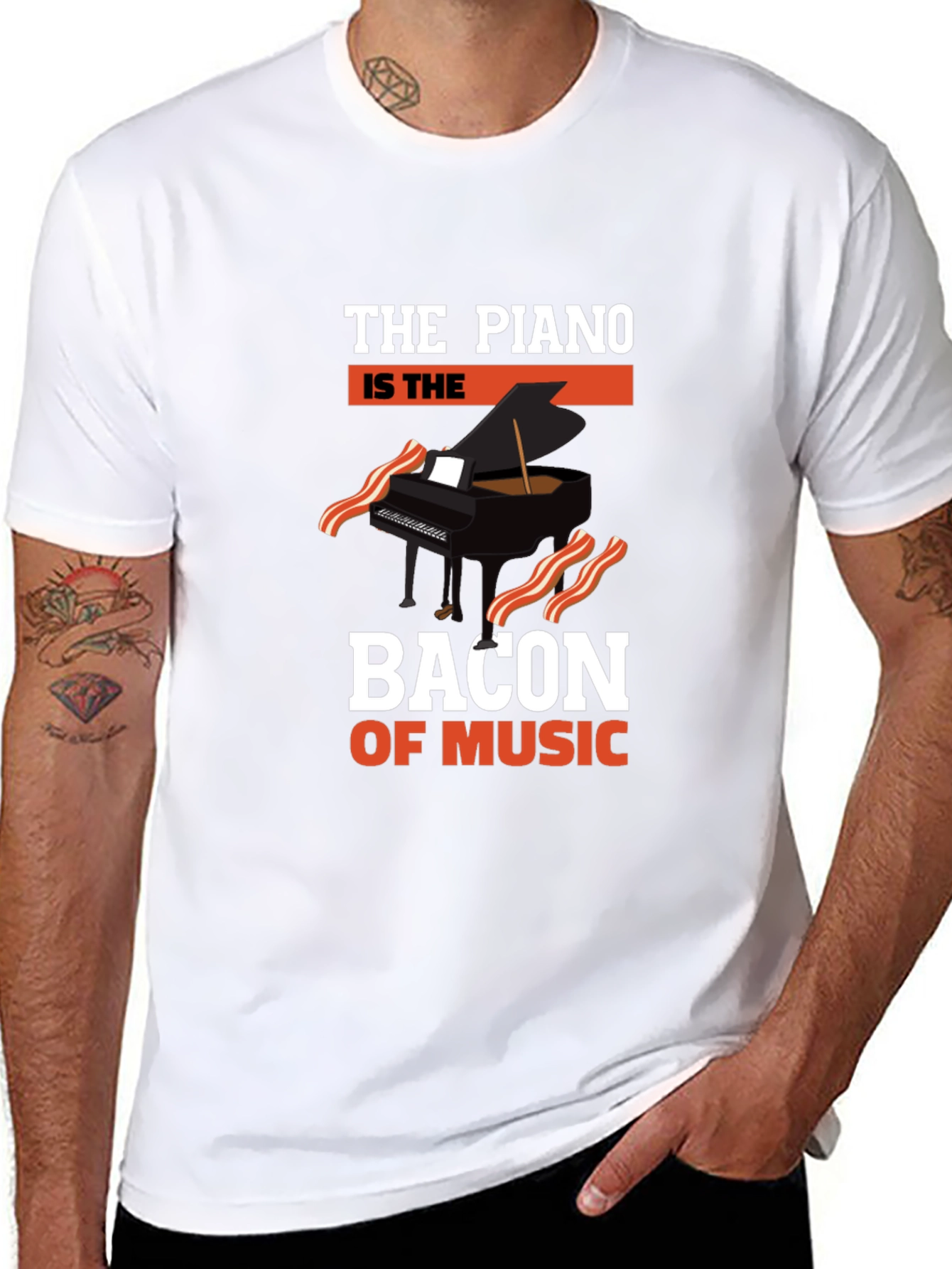 Piano Bacon of Music Graphic T-Shirt