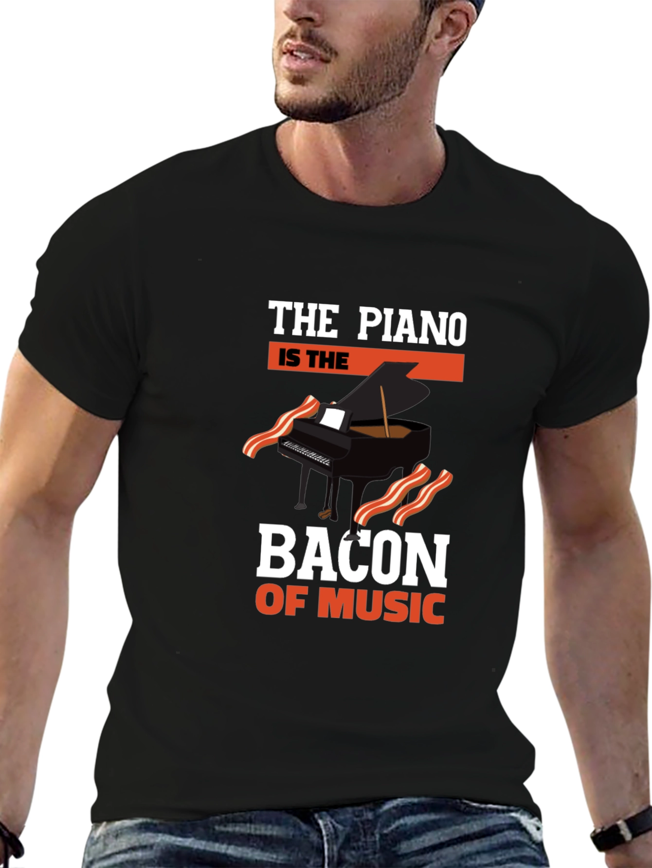 Piano Bacon of Music Graphic T-Shirt