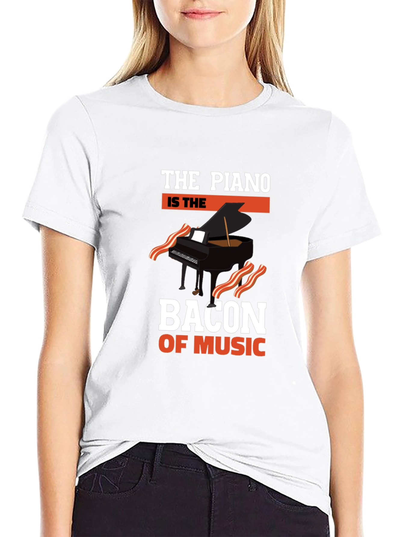 Piano Bacon of Music Graphic T-Shirt