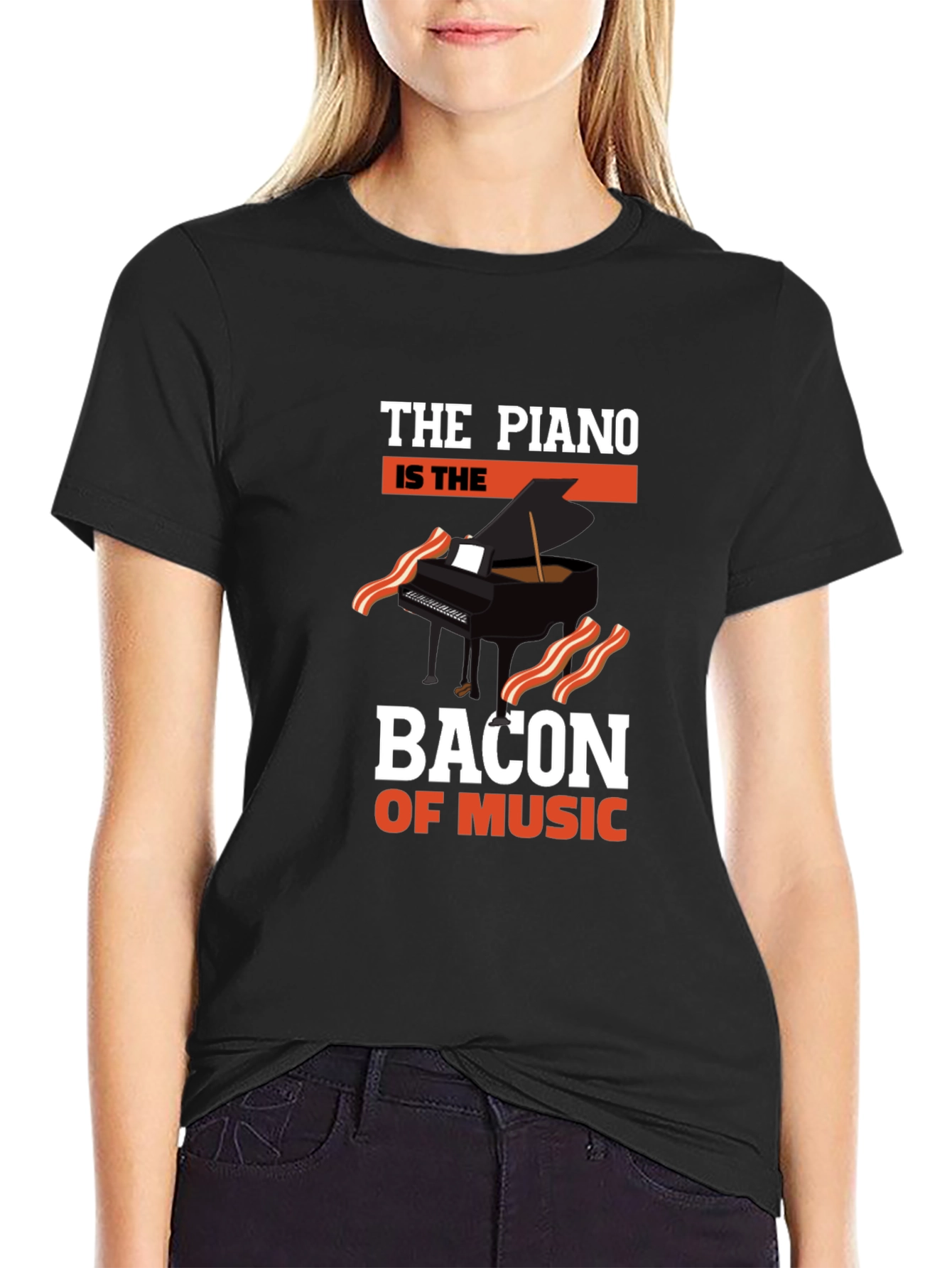 Piano Bacon of Music Graphic T-Shirt