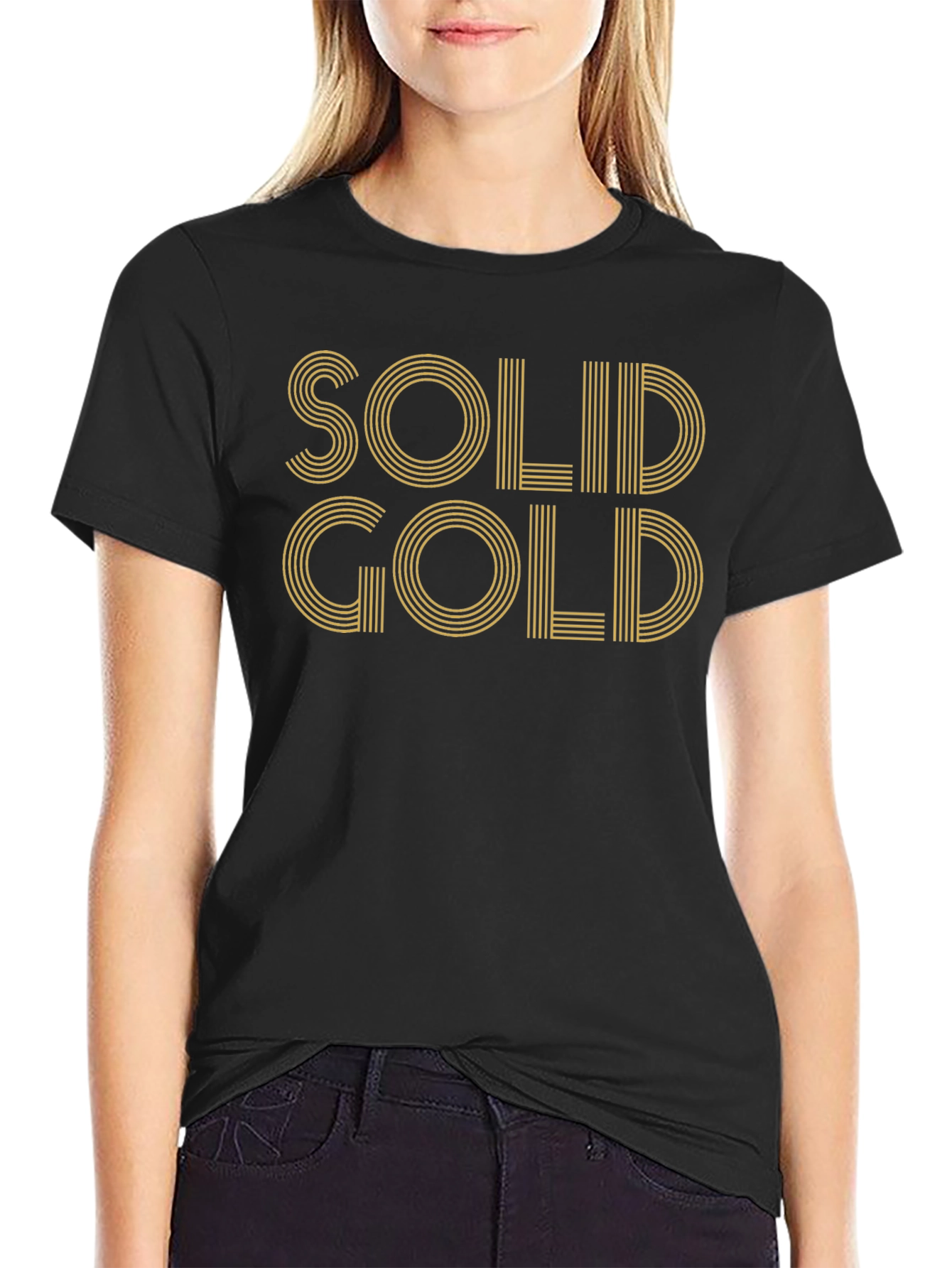 Solid Gold Graphic Print Black T-Shirt