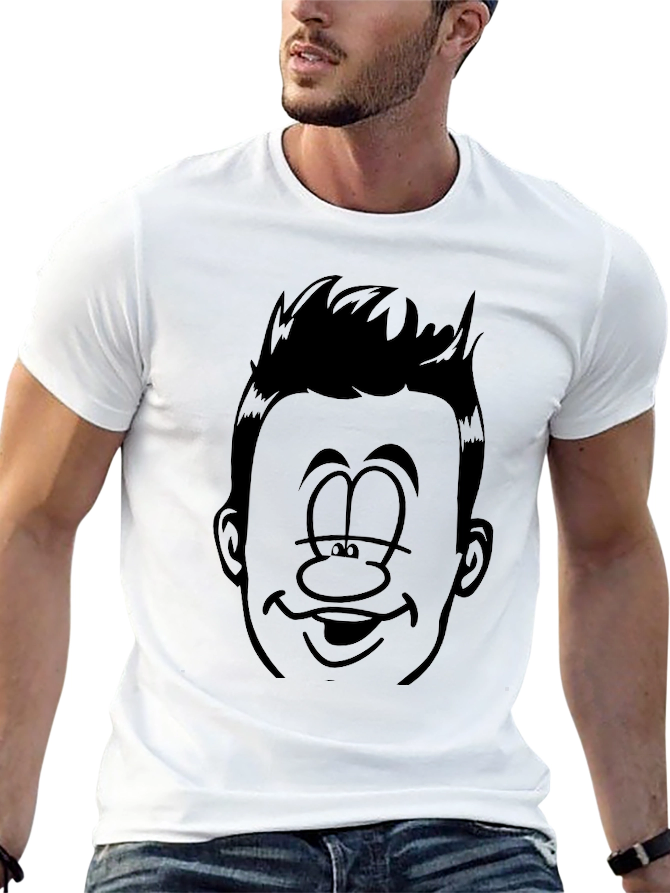 Funny Cartoon Face Black Graphic Tee