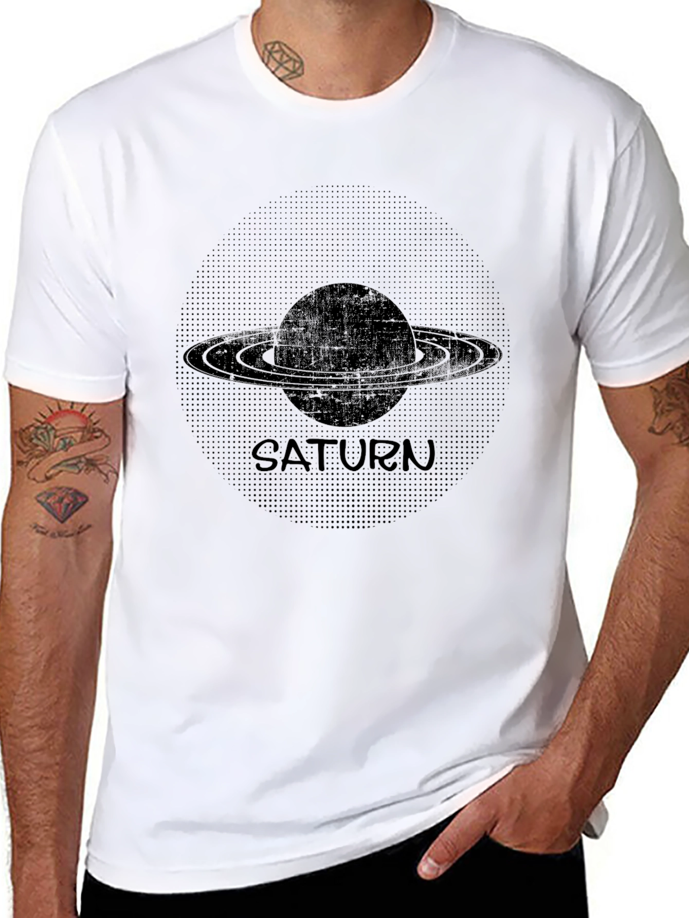 Saturn Graphic Tee - Black Cotton T-Shirt