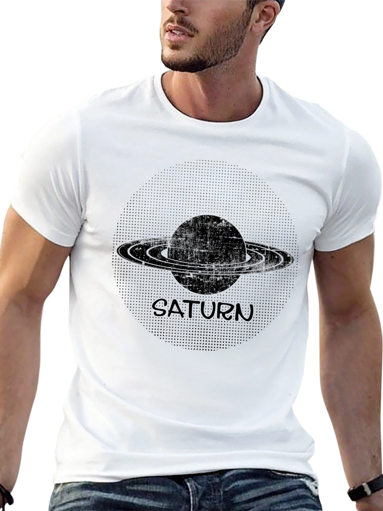 Saturn Graphic Tee - Black Cotton T-Shirt