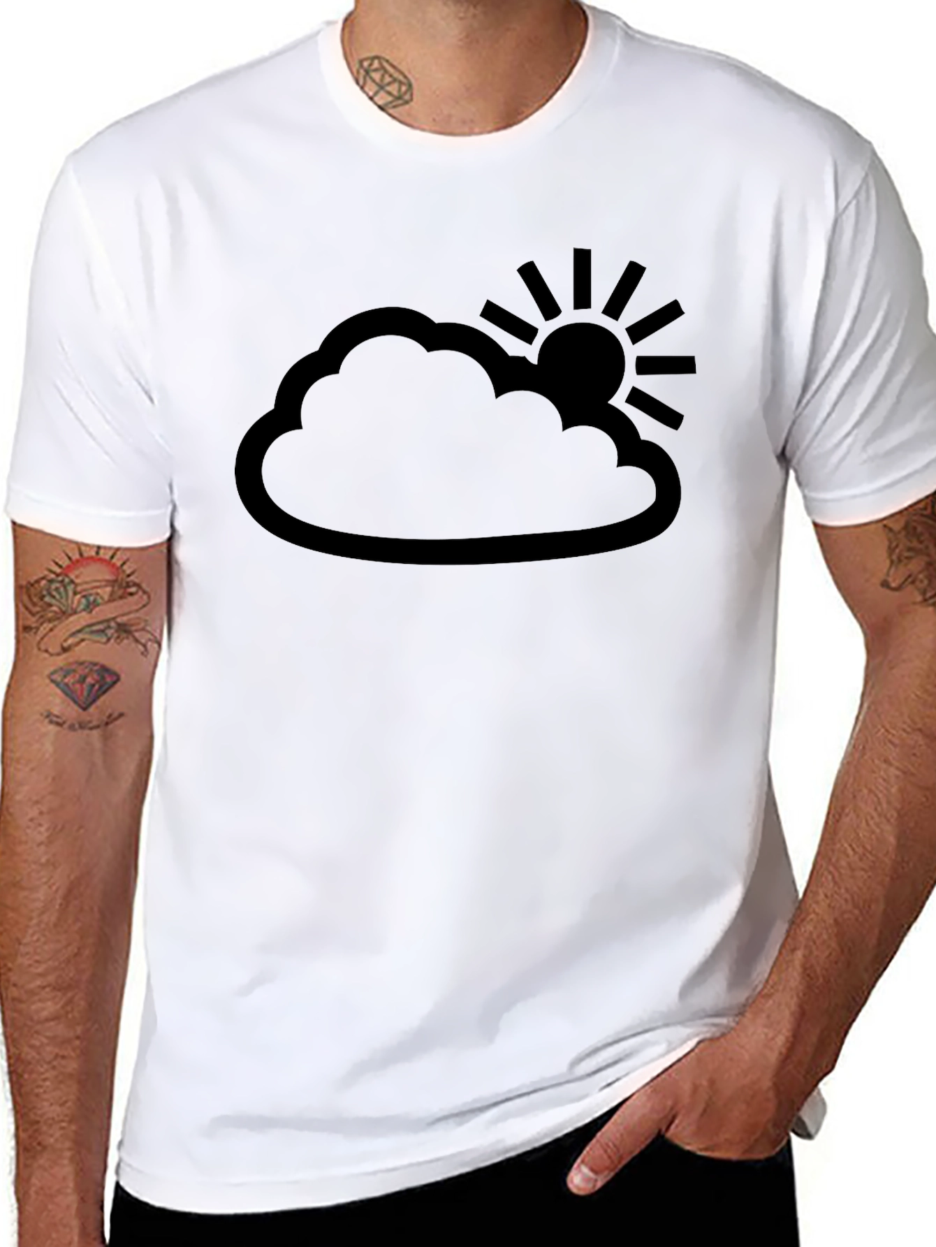 Cloud Sun Graphic Black Tee - Weather Inspired
