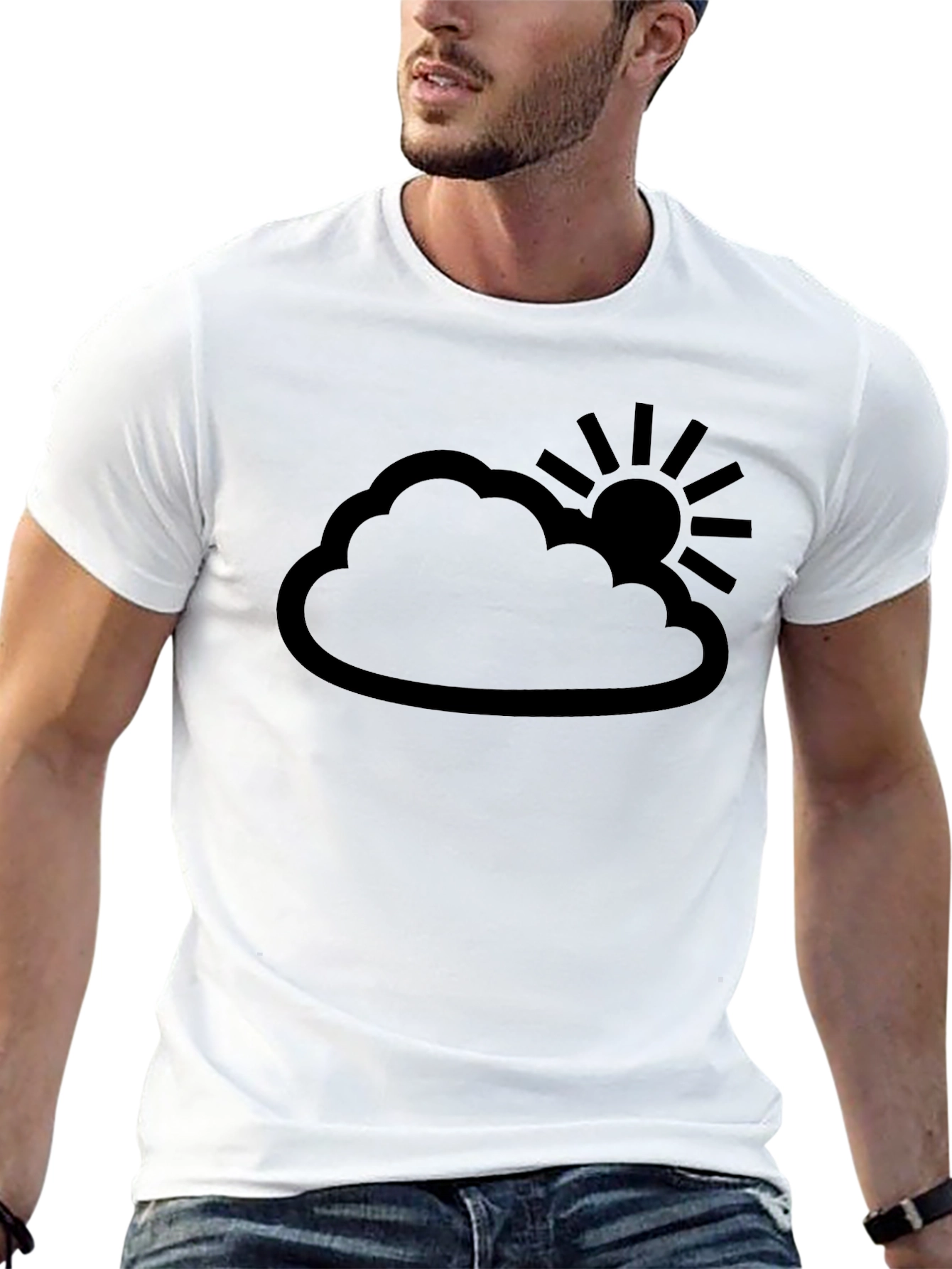 Cloud Sun Graphic Black Tee - Weather Inspired