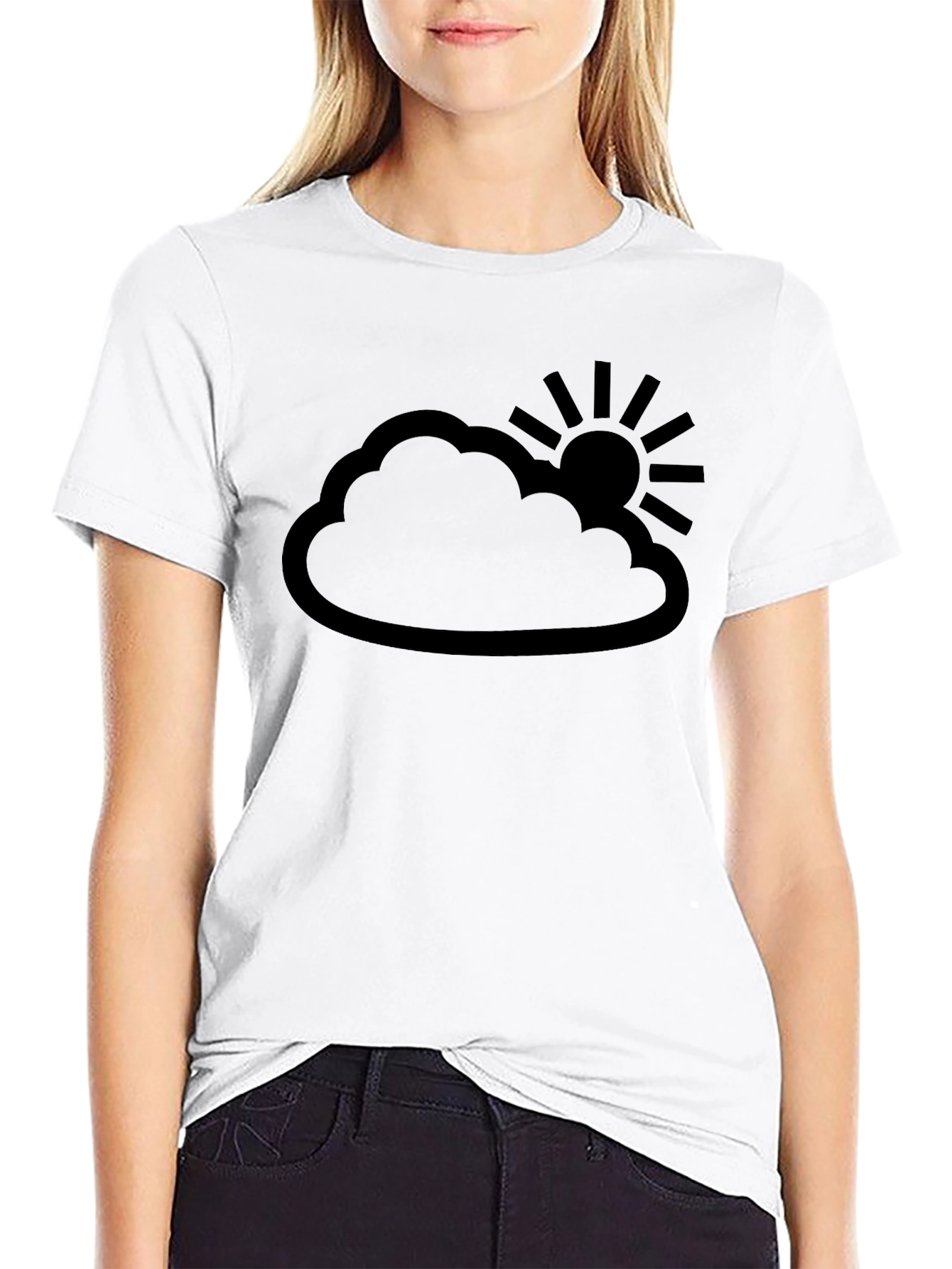 Cloud Sun Graphic Black Tee - Weather Inspired