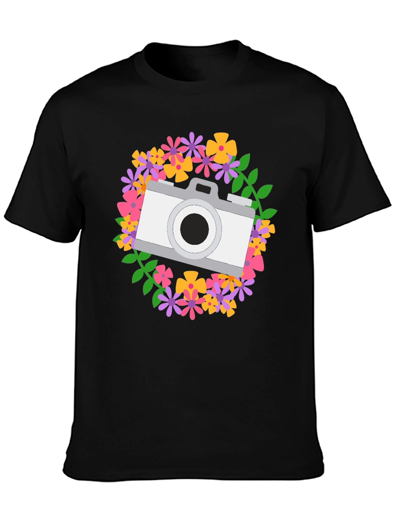 Floral Camera Graphic Tee - Photography Lover Shirt