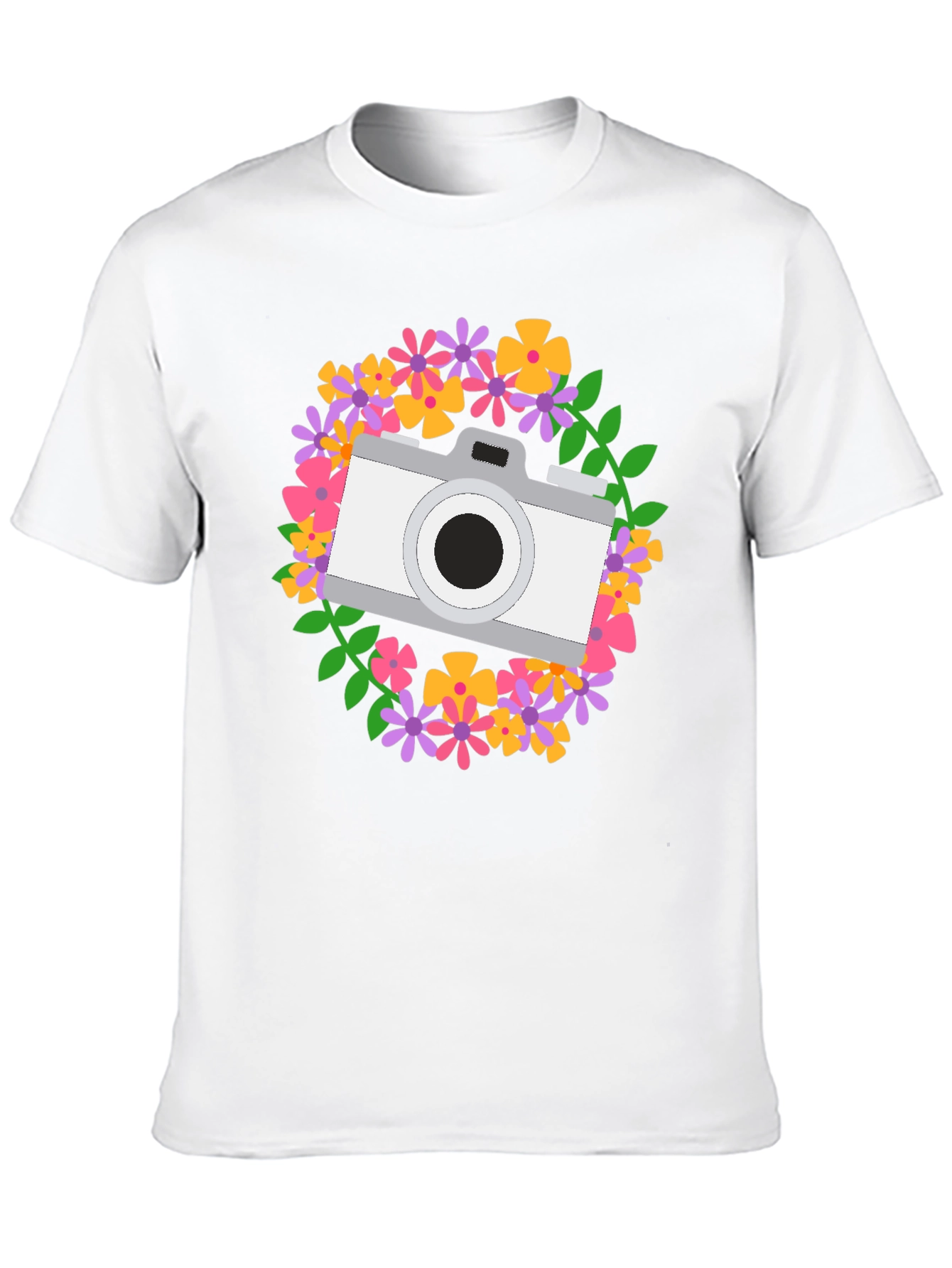 Floral Camera Graphic Tee - Photography Lover Shirt