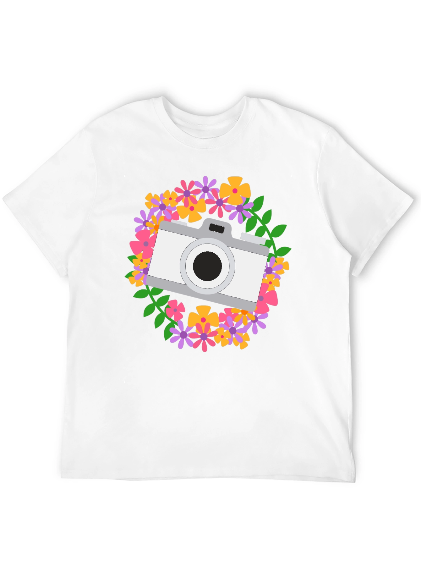 Floral Camera Graphic Tee - Photography Lover Shirt