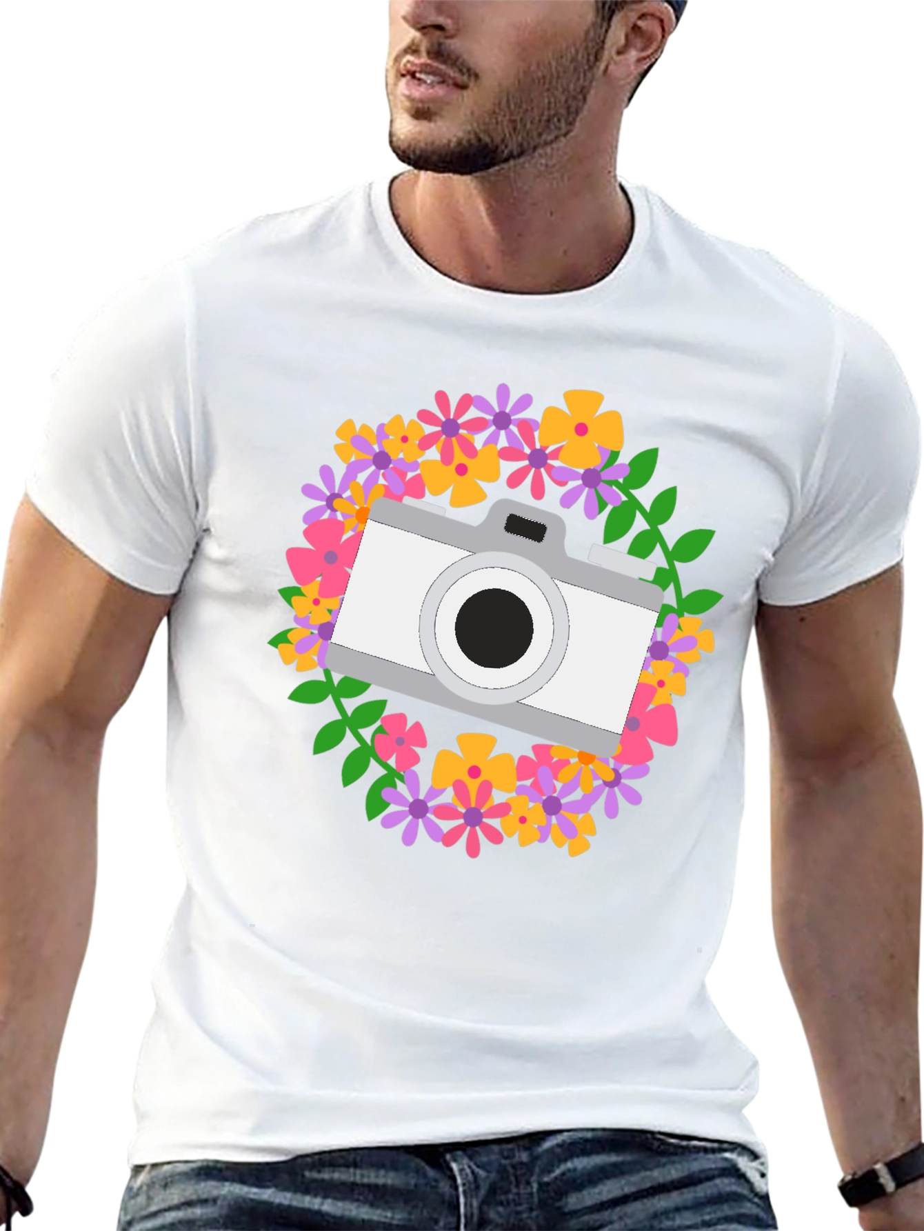 Floral Camera Graphic Tee - Photography Lover Shirt