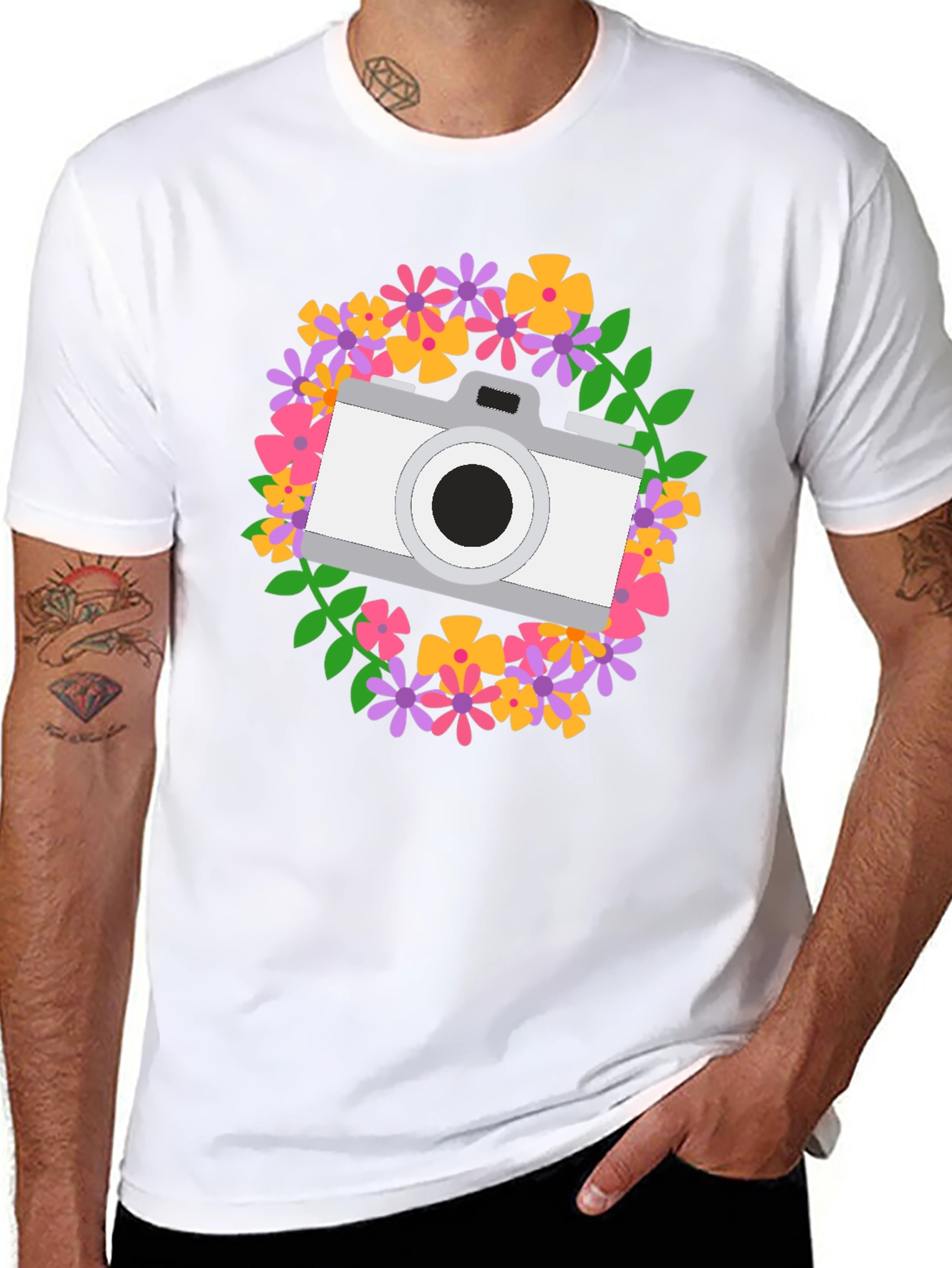 Floral Camera Graphic Tee - Photography Lover Shirt