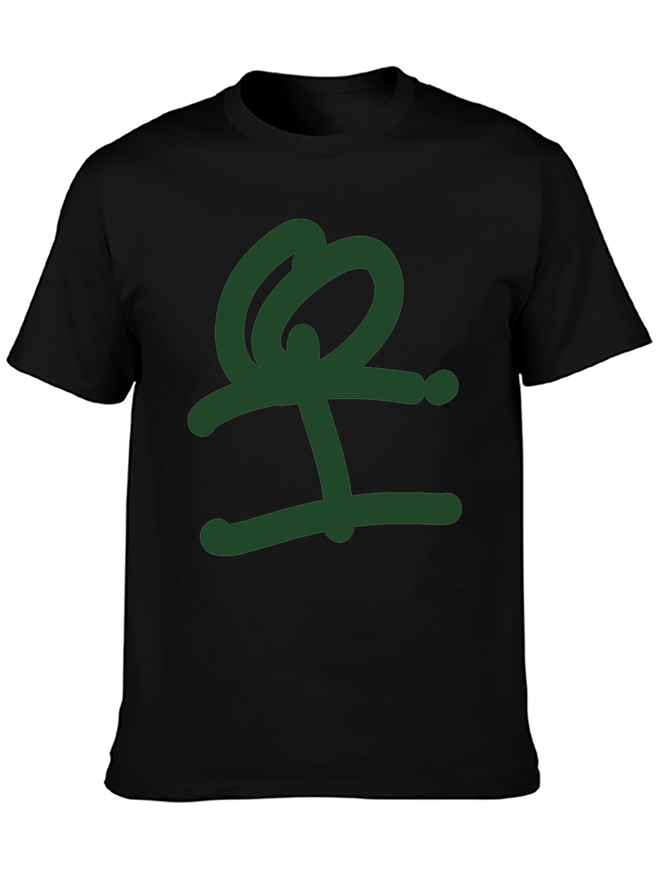 Abstract Green Graphic Print Black T-Shirt