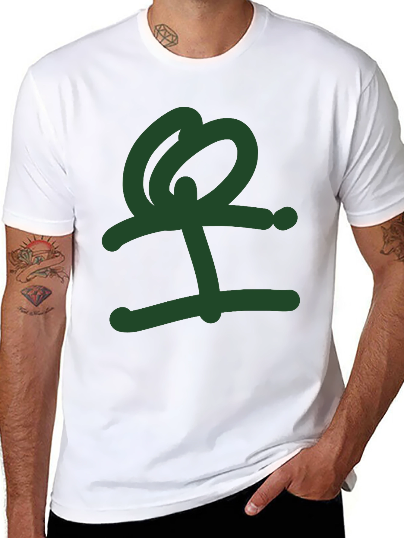 Abstract Green Graphic Print Black T-Shirt