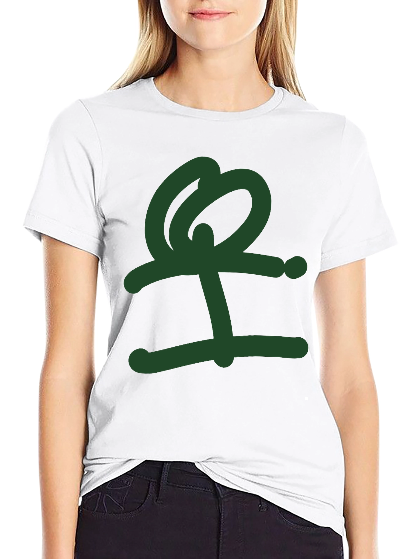 Abstract Green Graphic Print Black T-Shirt