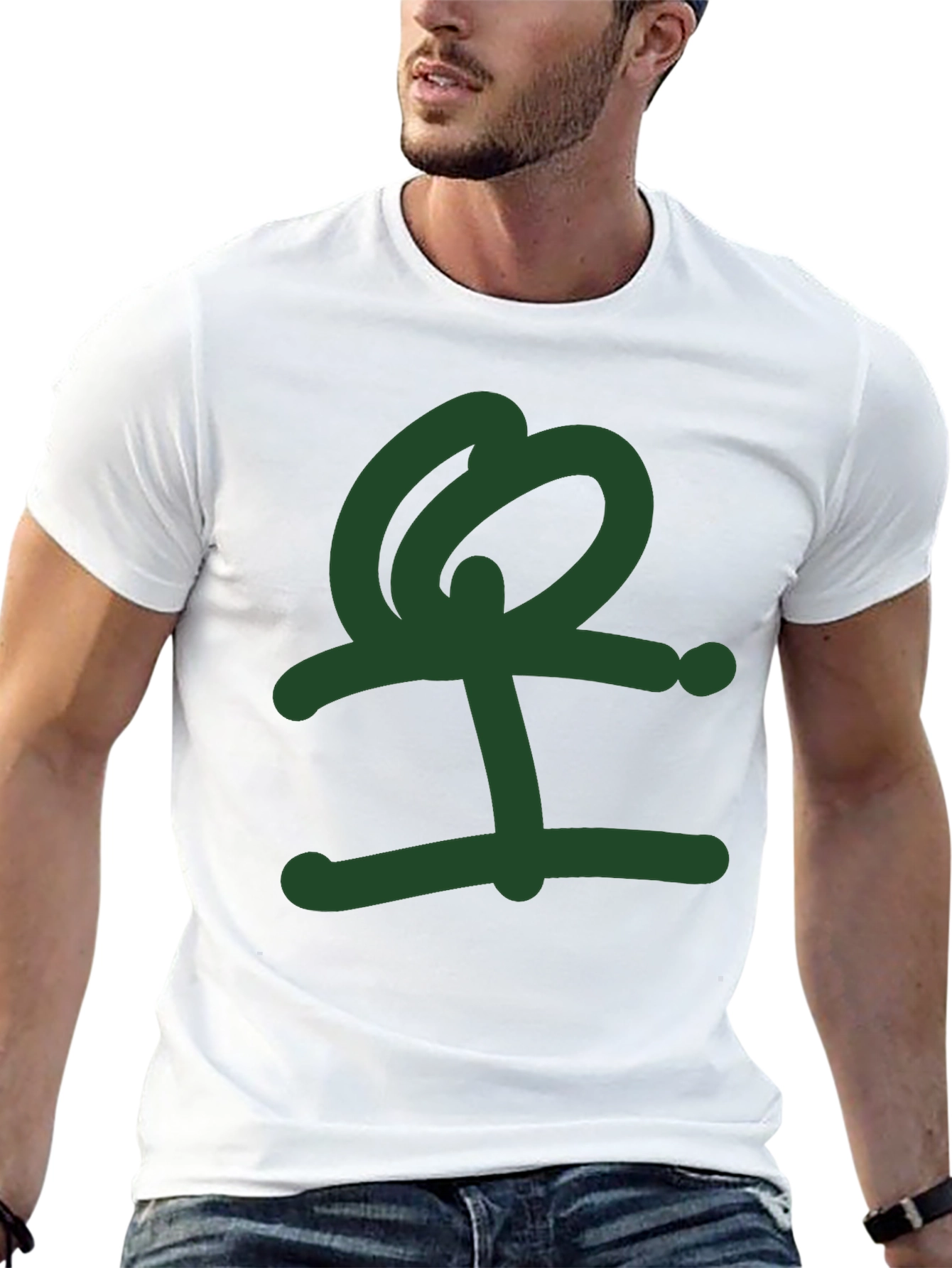 Abstract Green Graphic Print Black T-Shirt